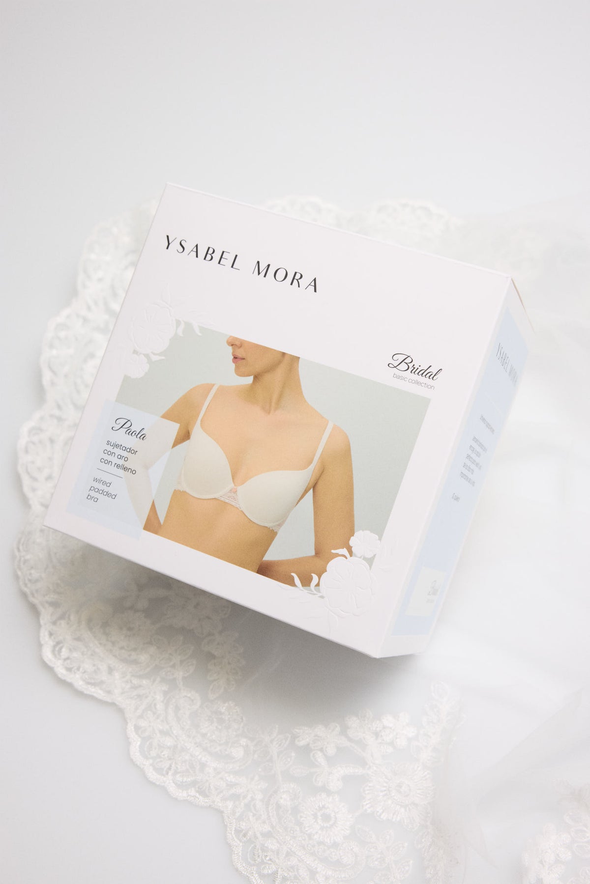 Sujetador con aro con relleno encaje blanco Paola | Colección Novia - Ysabel Mora