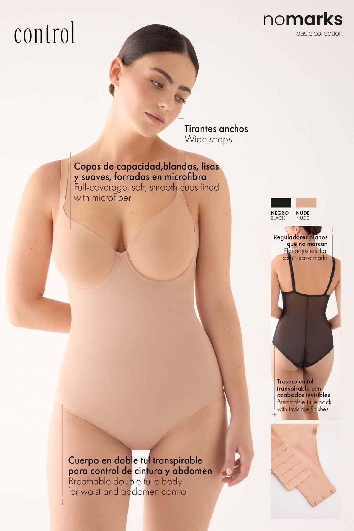 Body nomarks de control con acabados invisibles nude | Paula Echevarría - Ysabel Mora