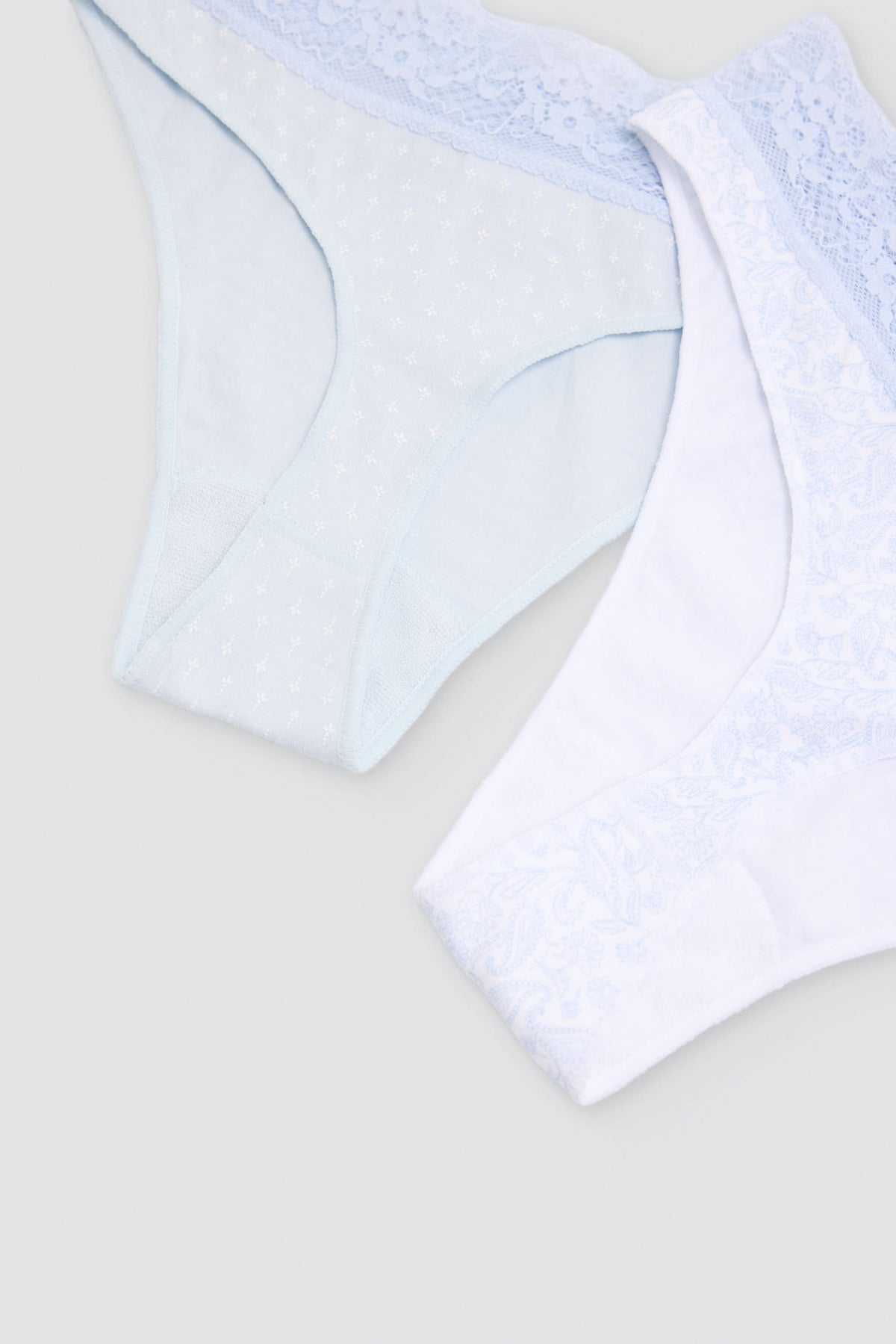 Pack de 2 strings imprimés en coton, bleu