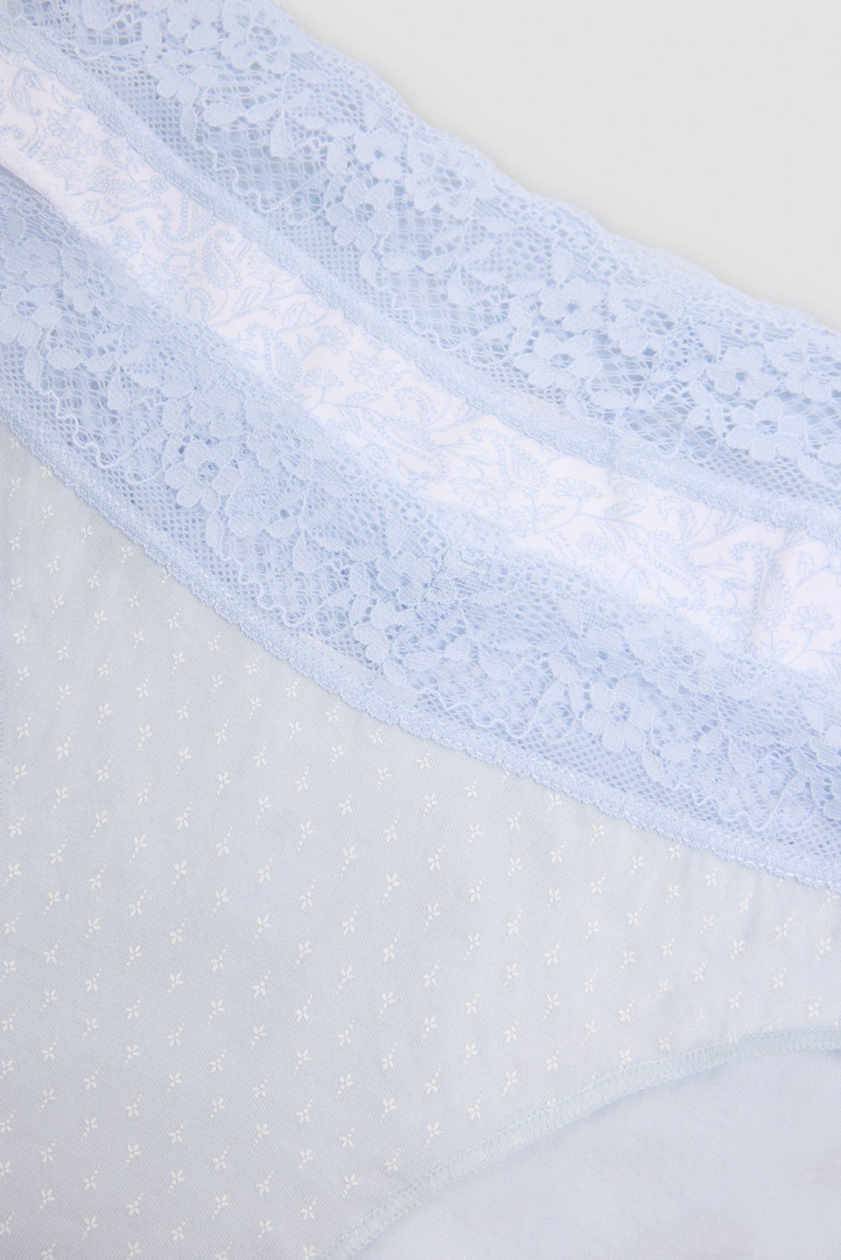 Pack de 2 culottes mini imprimées en coton à bordure dentelle, bleu
