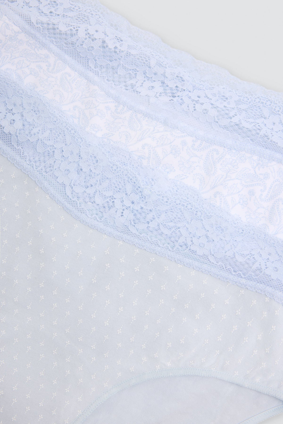 Pack de 2 culottes midi imprimées en coton à bordure dentelle, bleu
