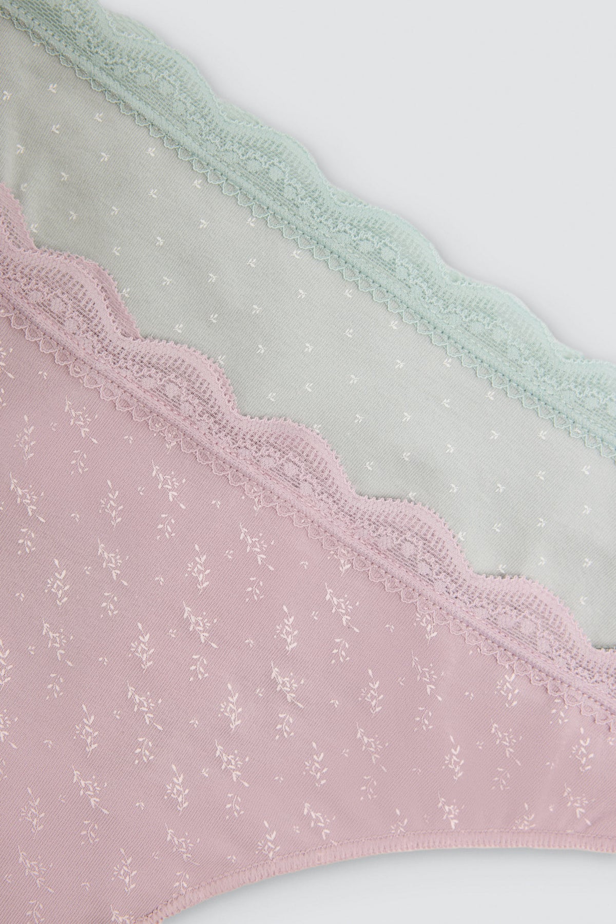 Pack de 2 strings imprimés en coton à bordure dentelle, multicolore