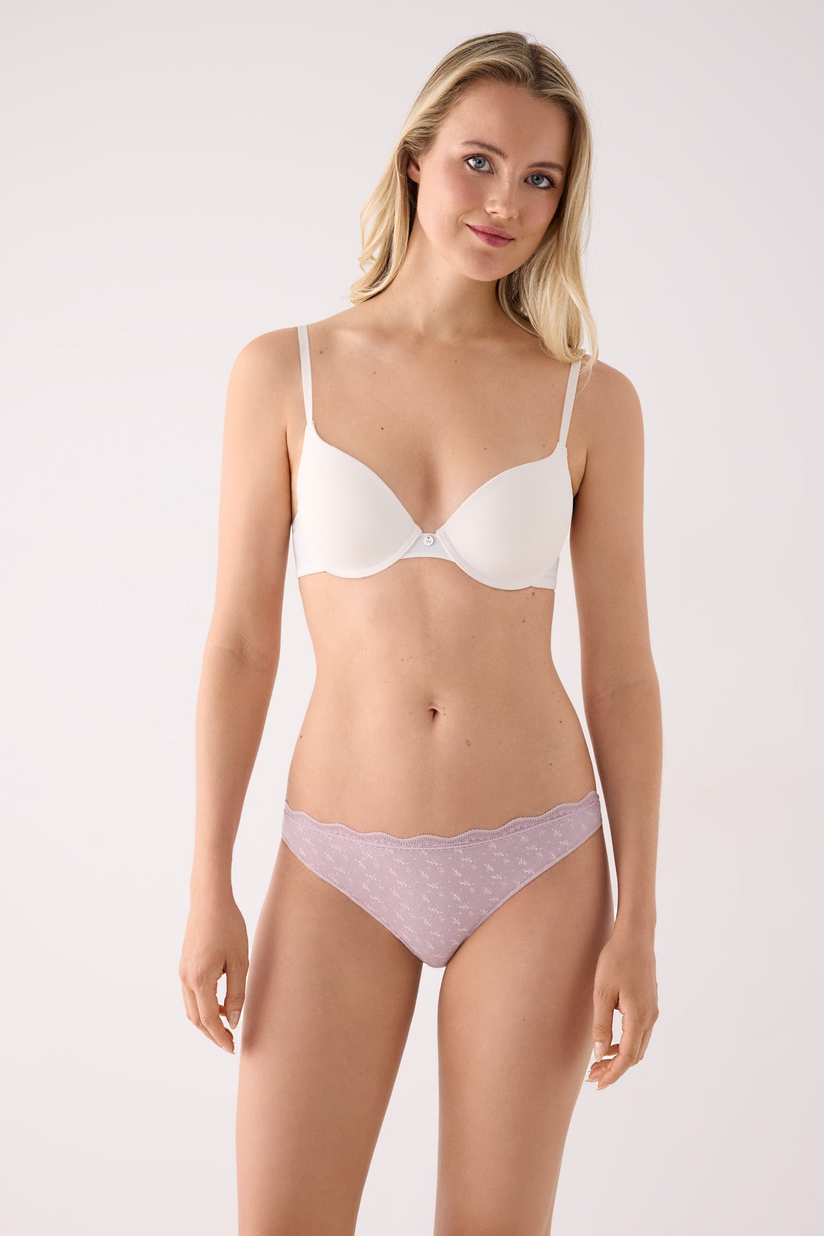 Pack de 2 strings imprimés en coton à bordure dentelle, multicolore