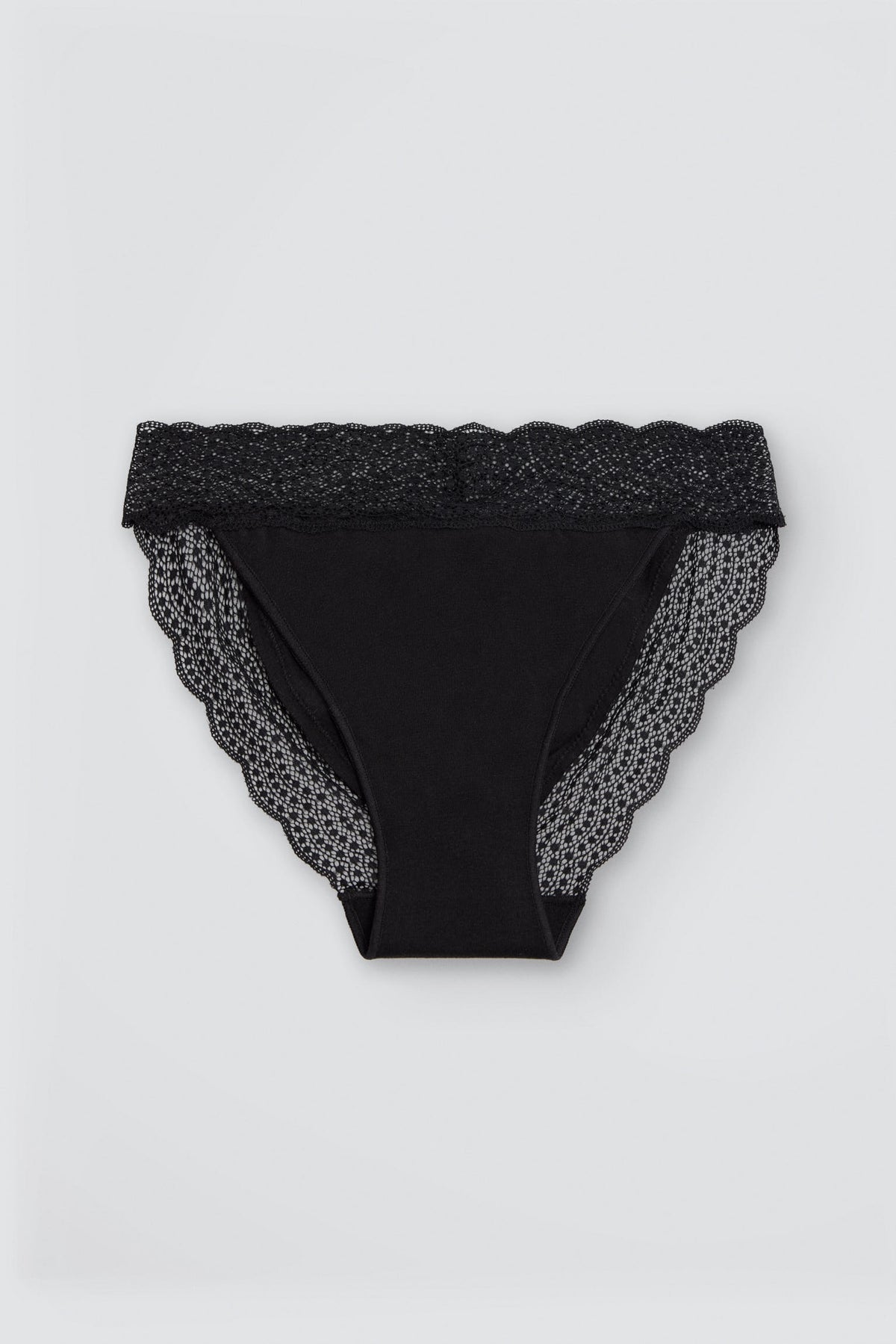 Culotte mini en coton à bordure dentelle noir