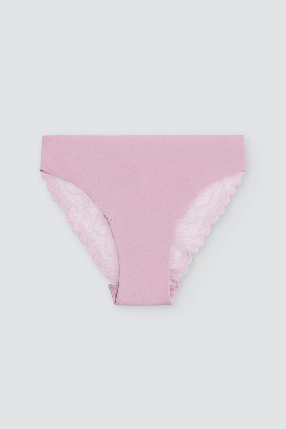 Culotte brésilienne coton découpé au laser avec dentelle rose