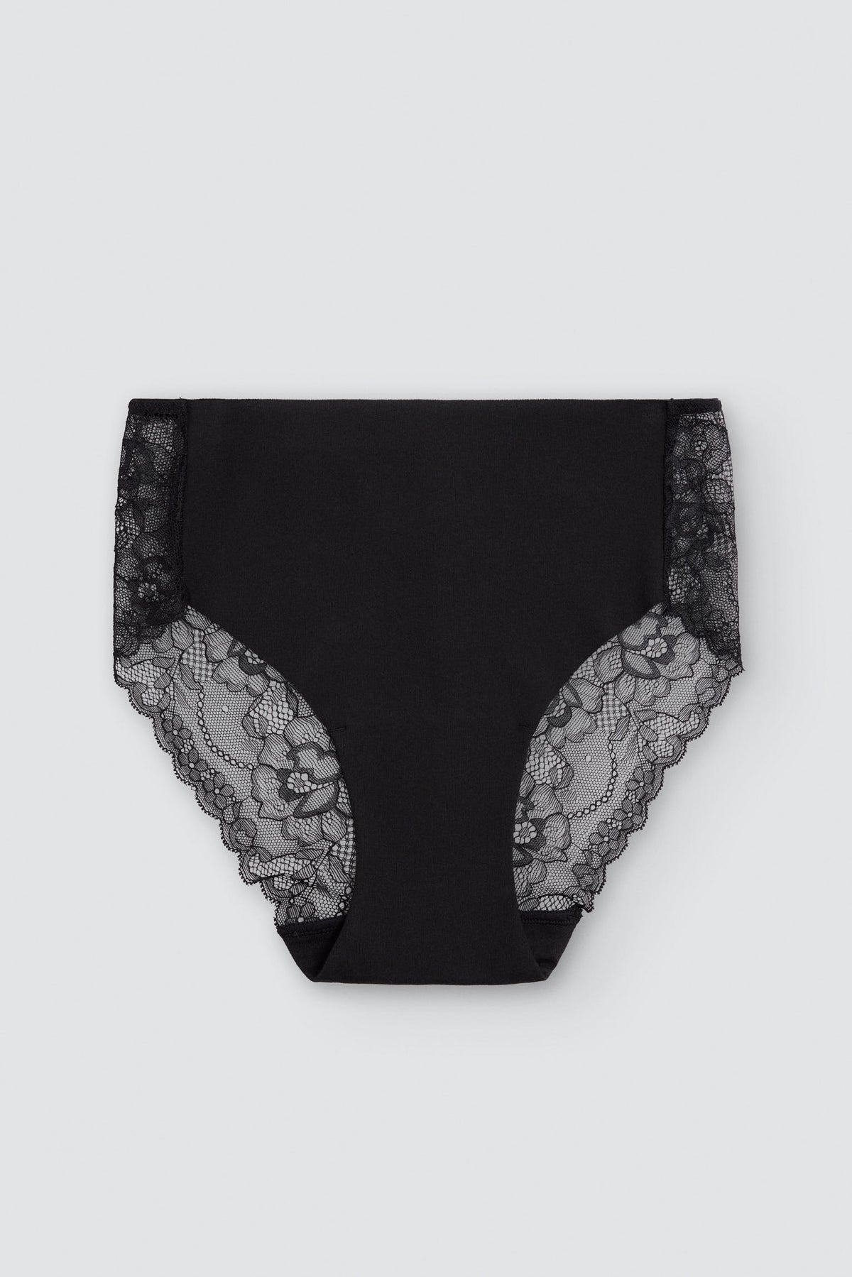 Culotte midi coton découpé au laser avec dentelle noir