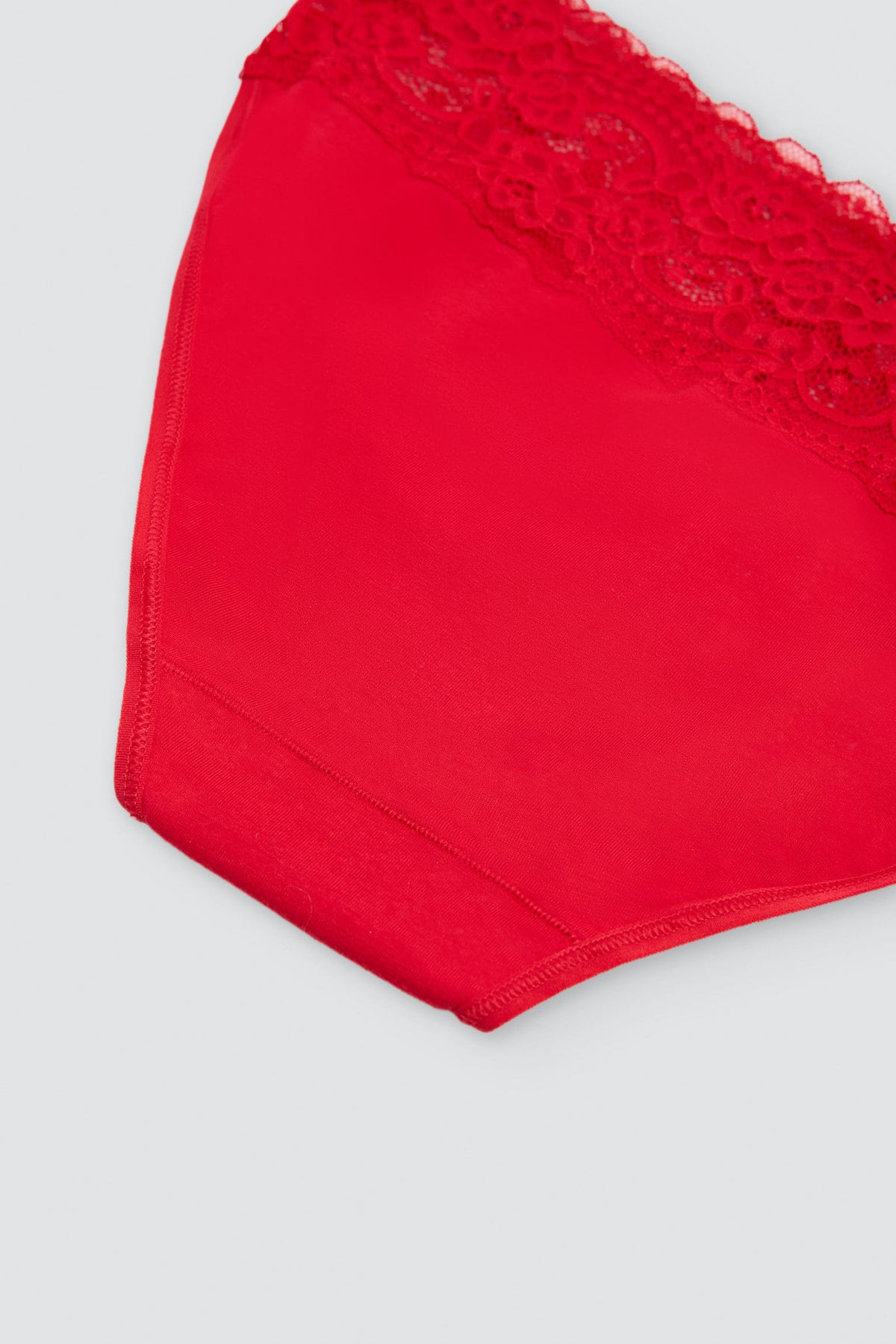Braga midi mujer algodón encaje rojo