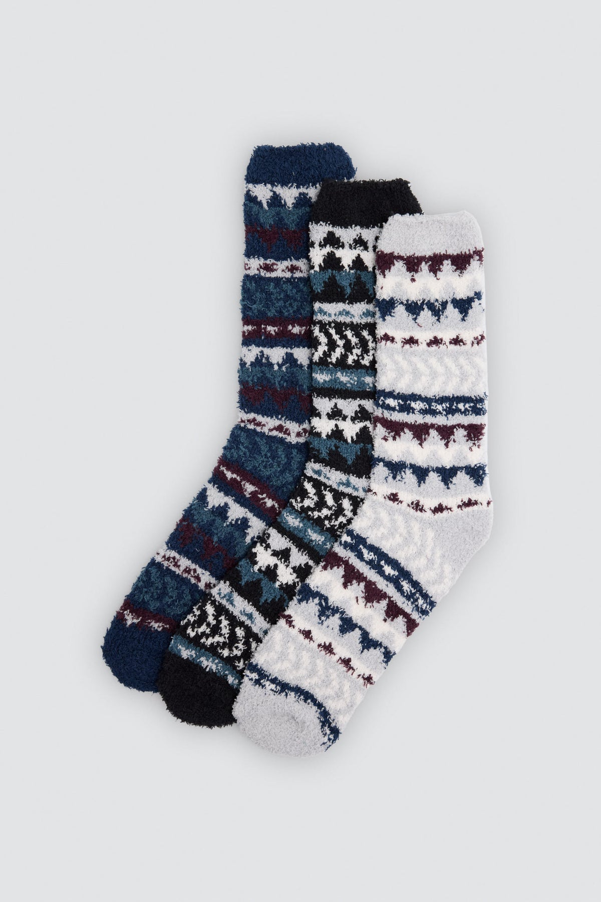 Lot de 3 chaussettes en flanelle imprimé ethnique