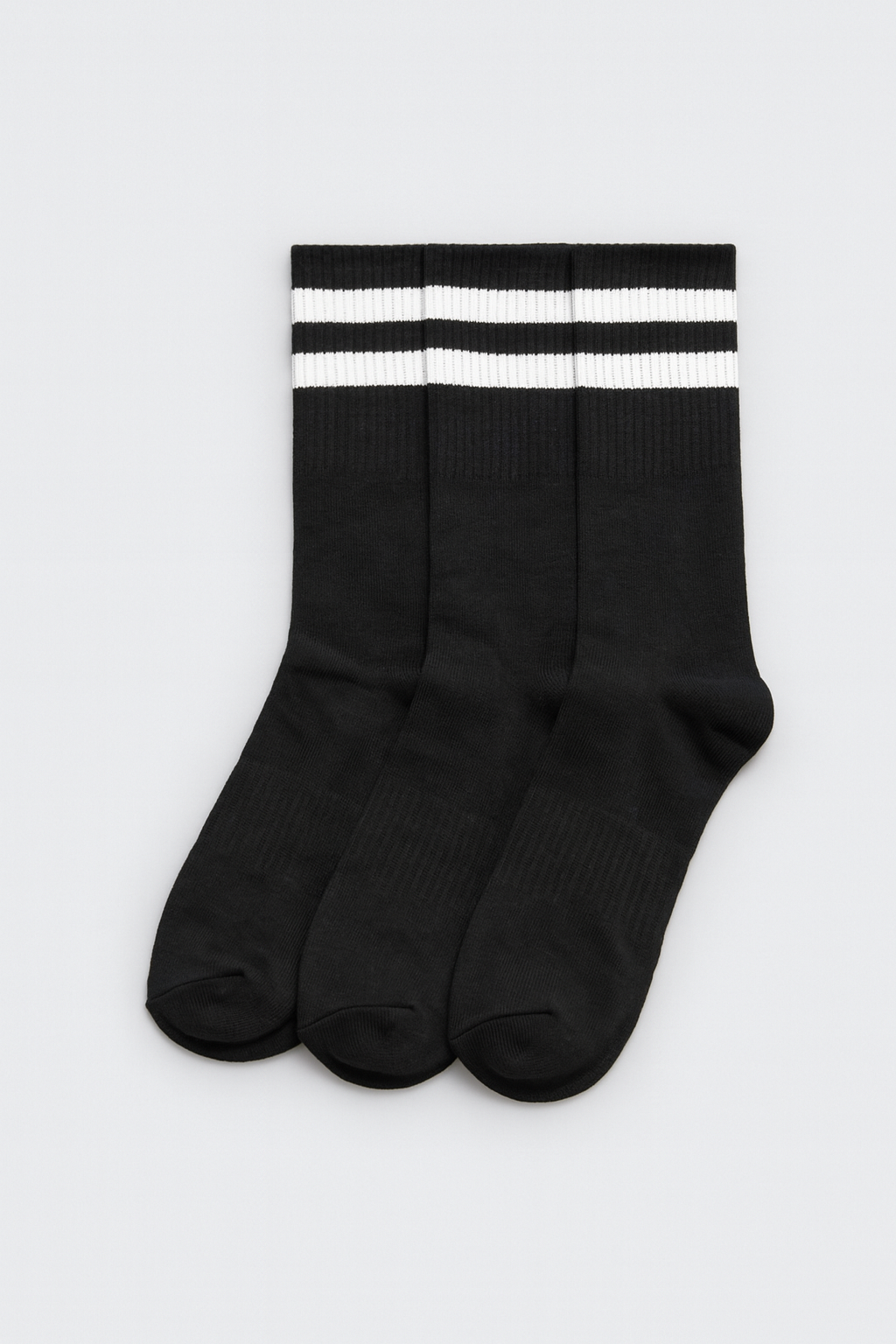 Pack 3 calcetines deportivos puño a rayas negro - Ysabel Mora