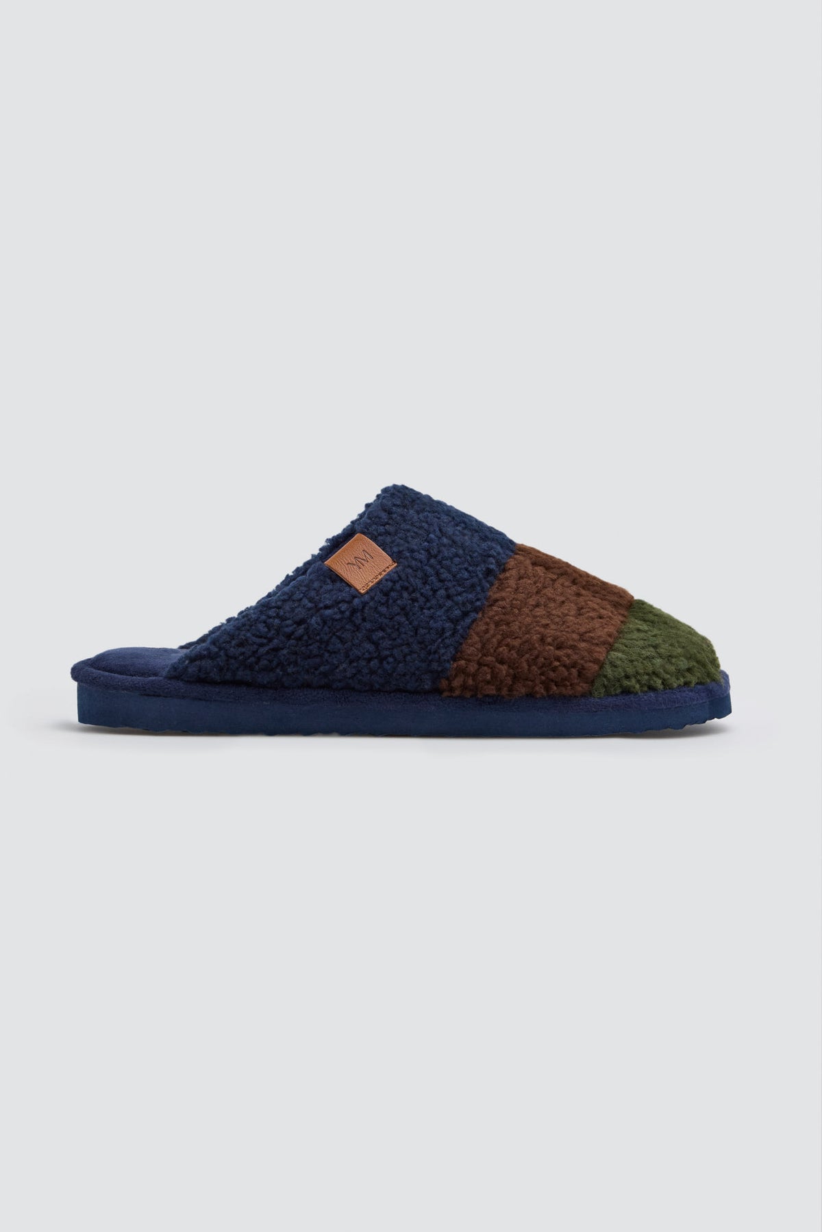 Chaussons homme effet mouton à rayures multicolores