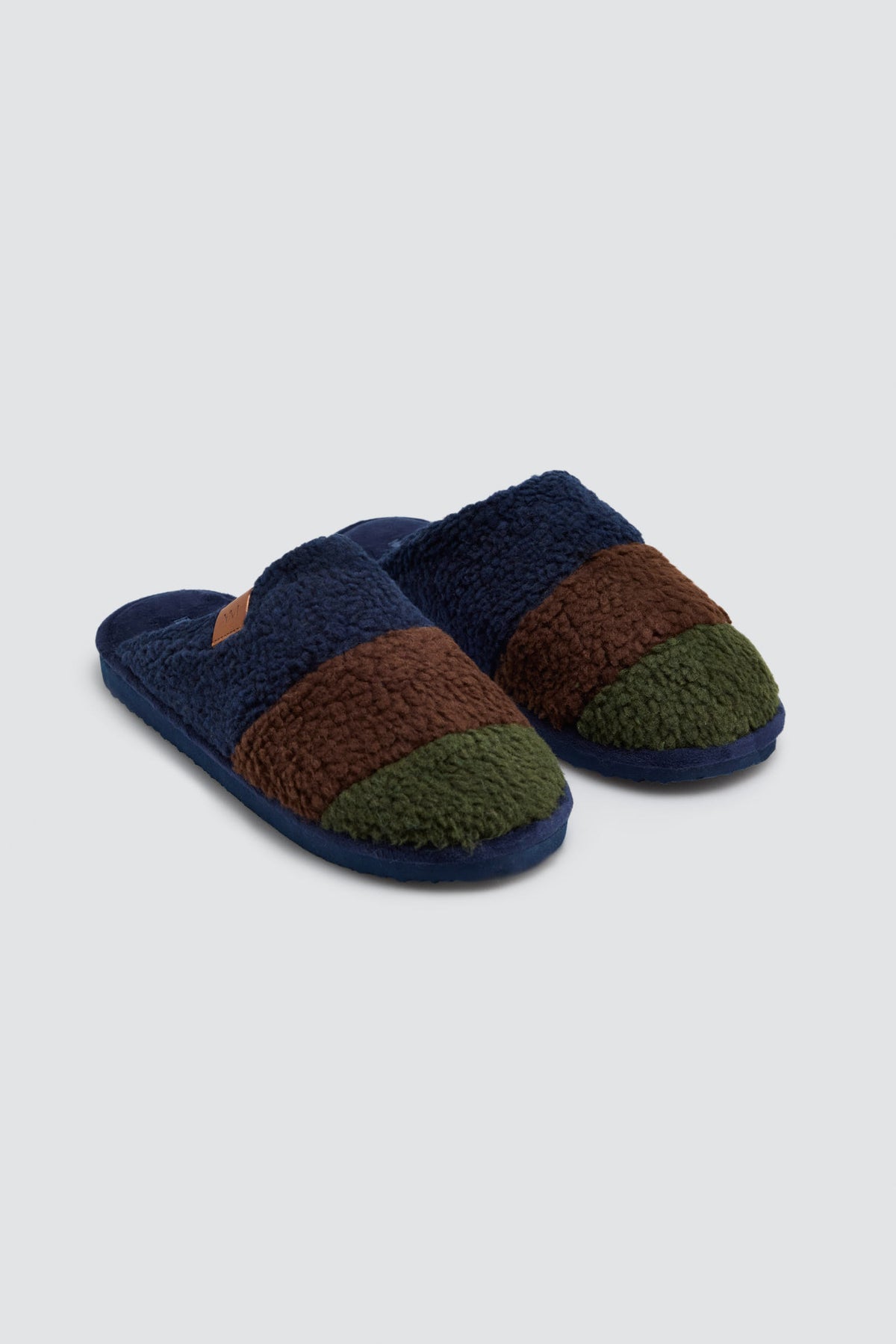 Chaussons homme effet mouton à rayures multicolores