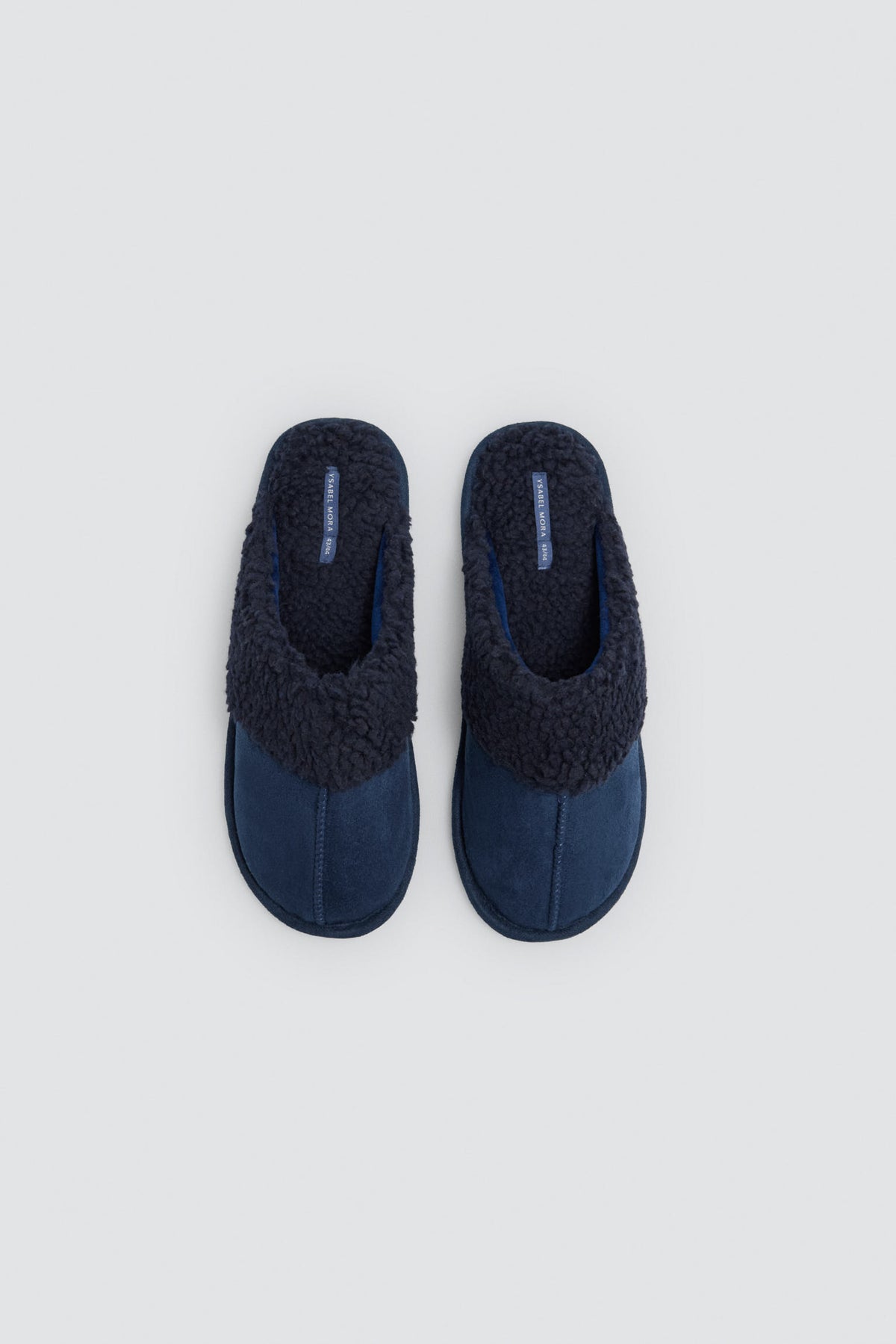 Chaussons homme bleu marine ouverts au talon effet mouton