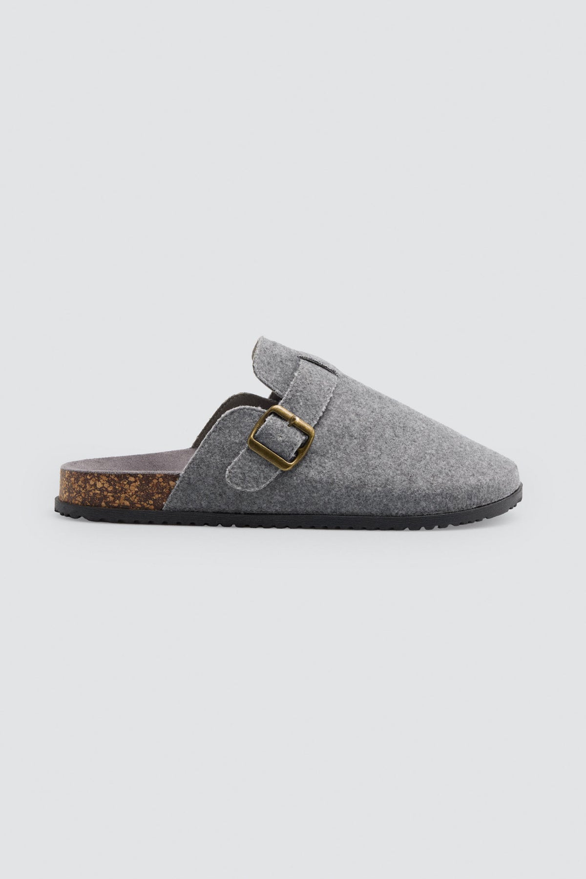 Chaussons homme gris effet feutre avec boucle