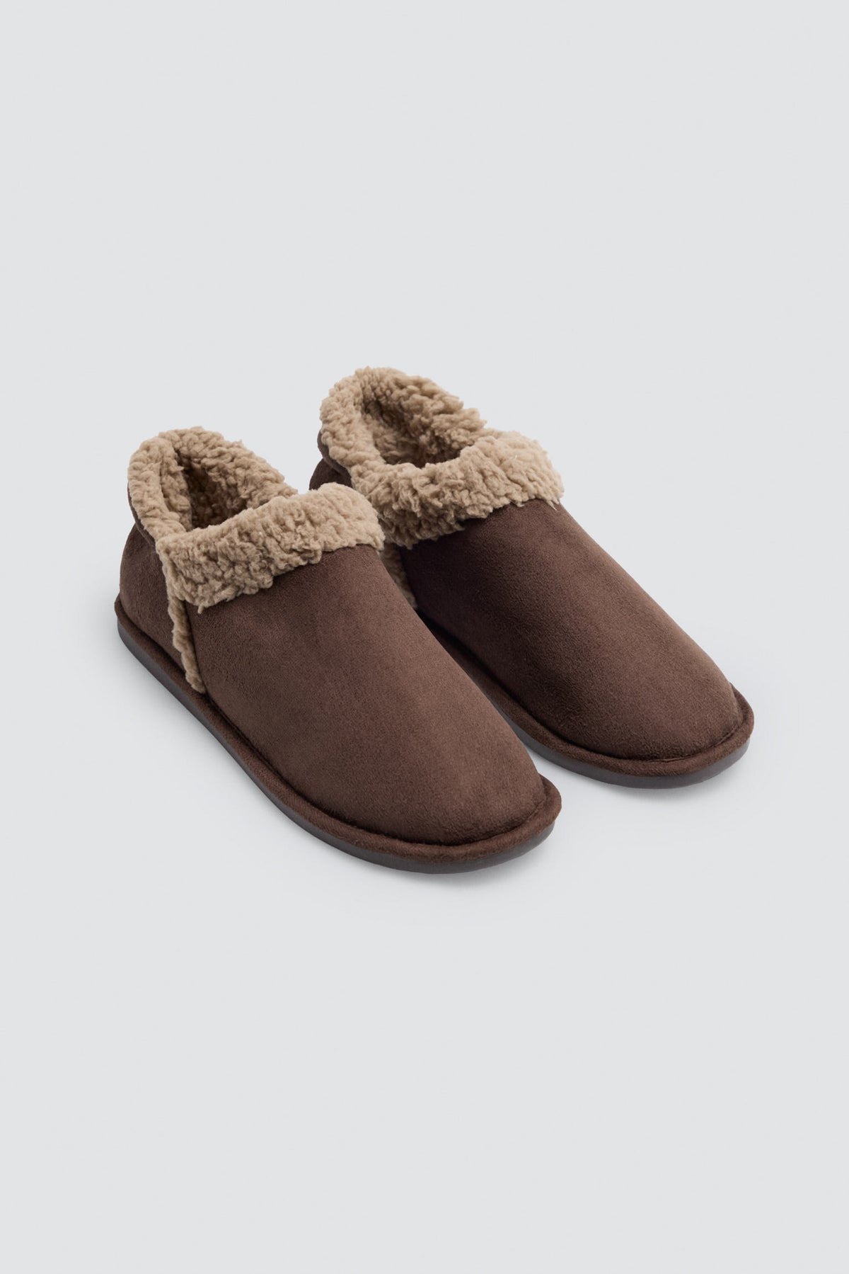 Chaussons bottines homme marron effet mouton