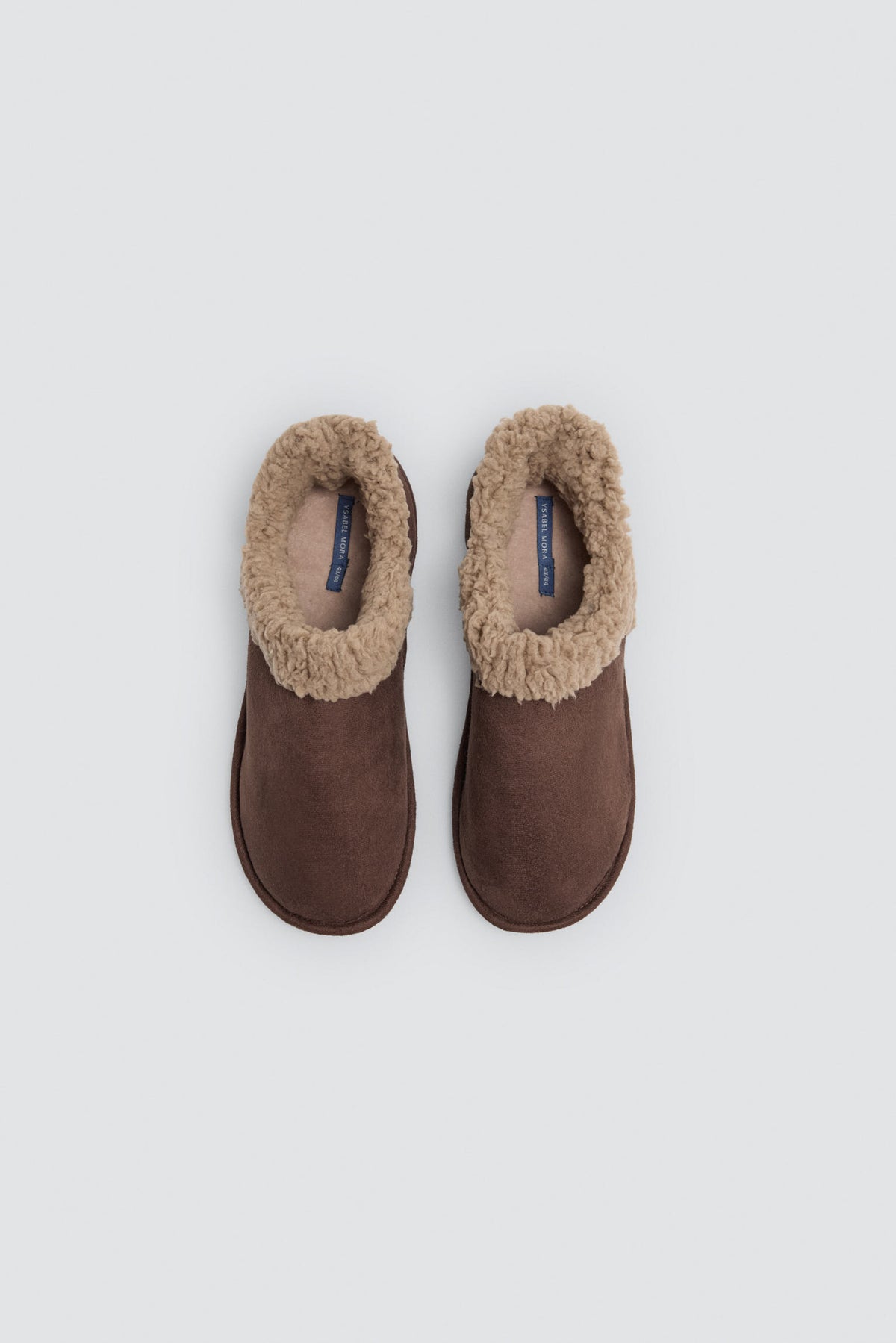 Chaussons bottines homme marron effet mouton