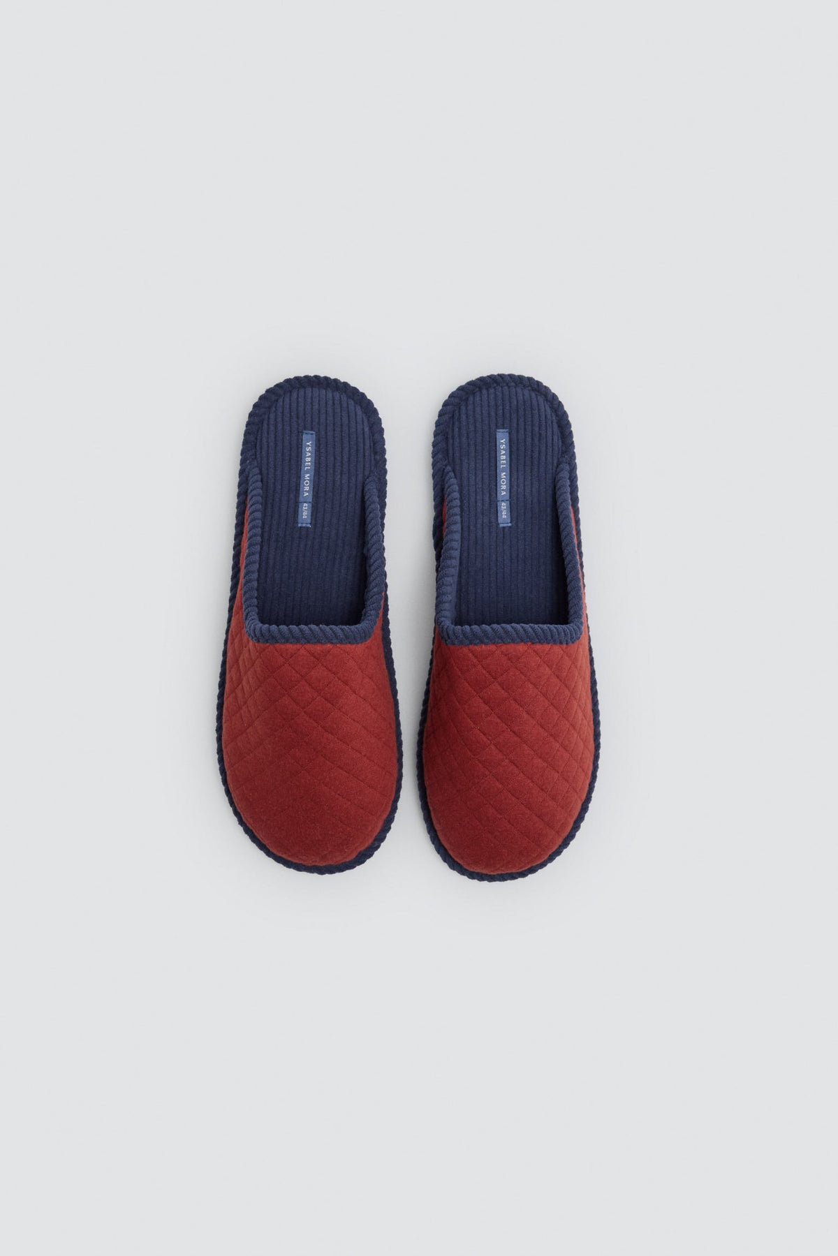 Chaussons homme matelassés bordeaux effet velours côtelé