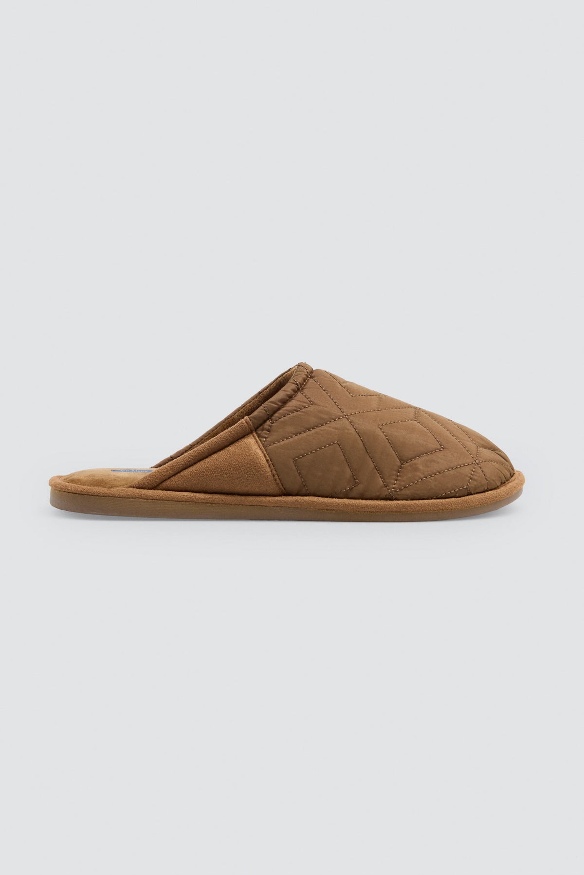 Chaussons homme matelassés ocre effet velours
