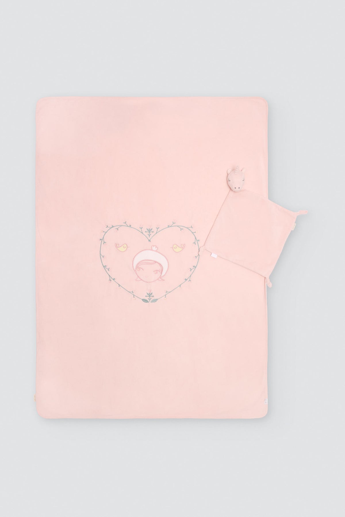Set bebé manta y doudou dibujo muñeca - Ysabel Mora