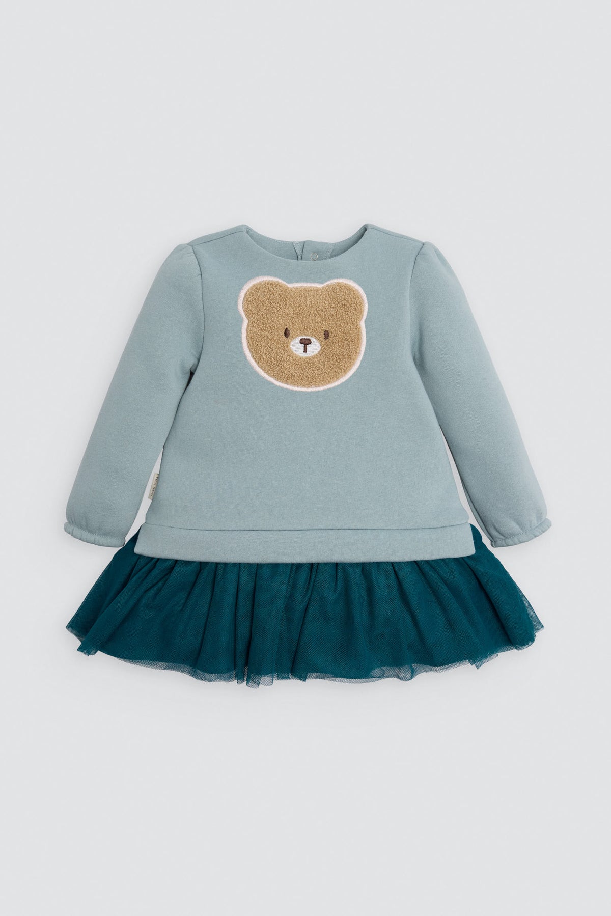Vestido bebé manga larga detalle oso texturizado - Ysabel Mora
