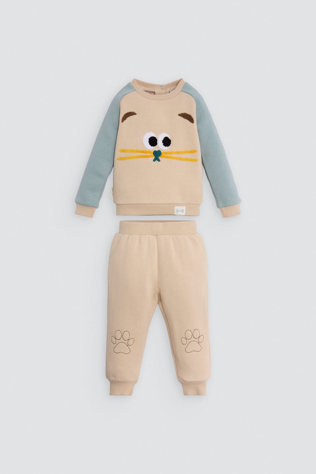 Conjunto chándal bebé estampado cara gato - Ysabel Mora