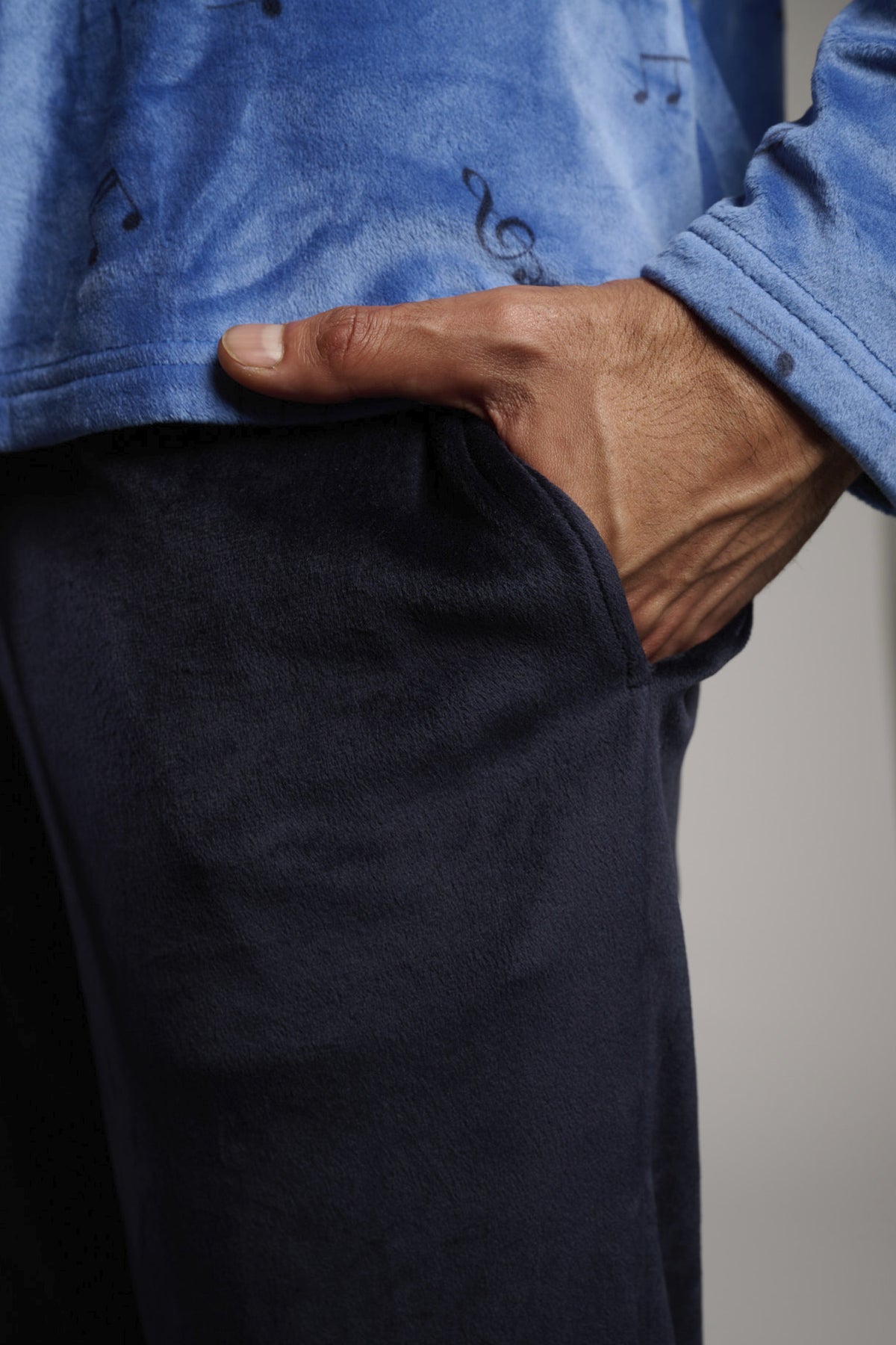 Pyjama long homme velours imprimé notes de musique