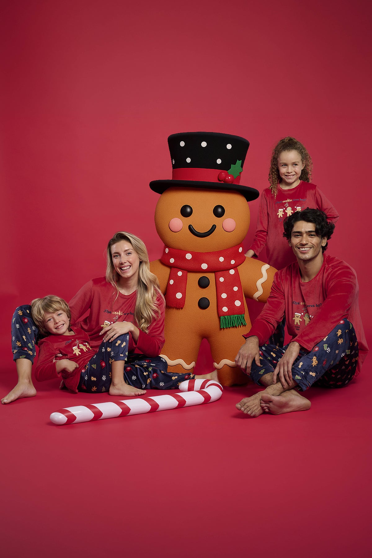 Pyjama long homme velours Noël imprimé pain d'épices