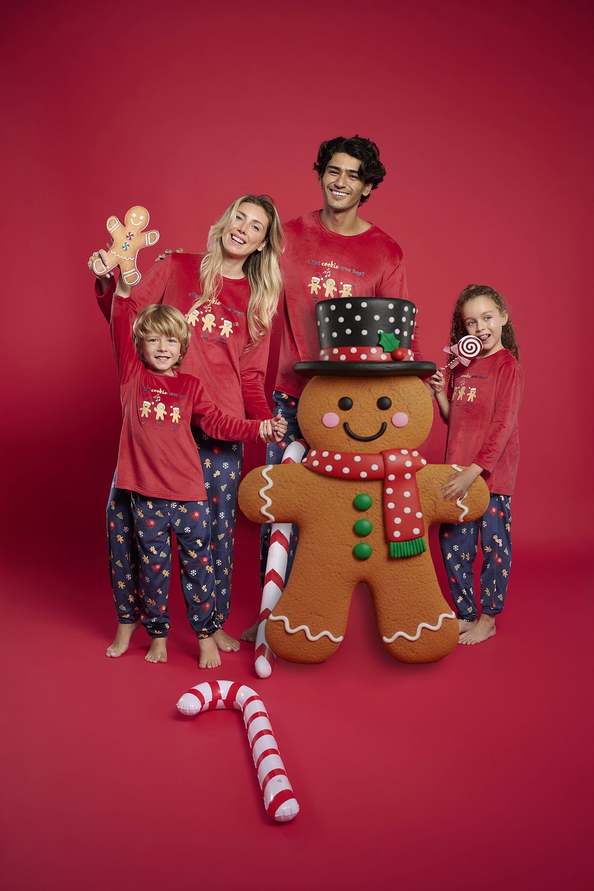 Pyjama long homme velours Noël imprimé pain d'épices