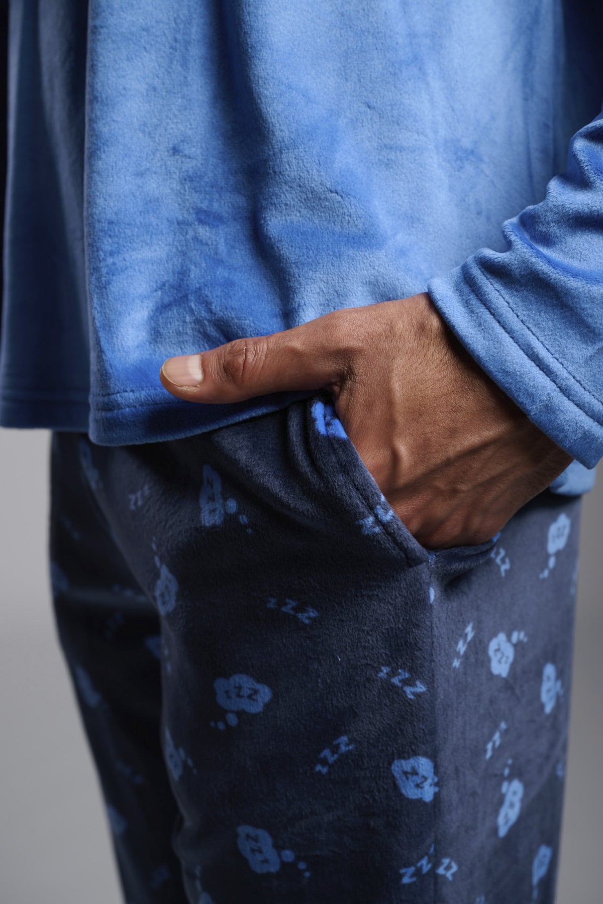 Pyjama long homme velours imprimé Wake Up dormeur