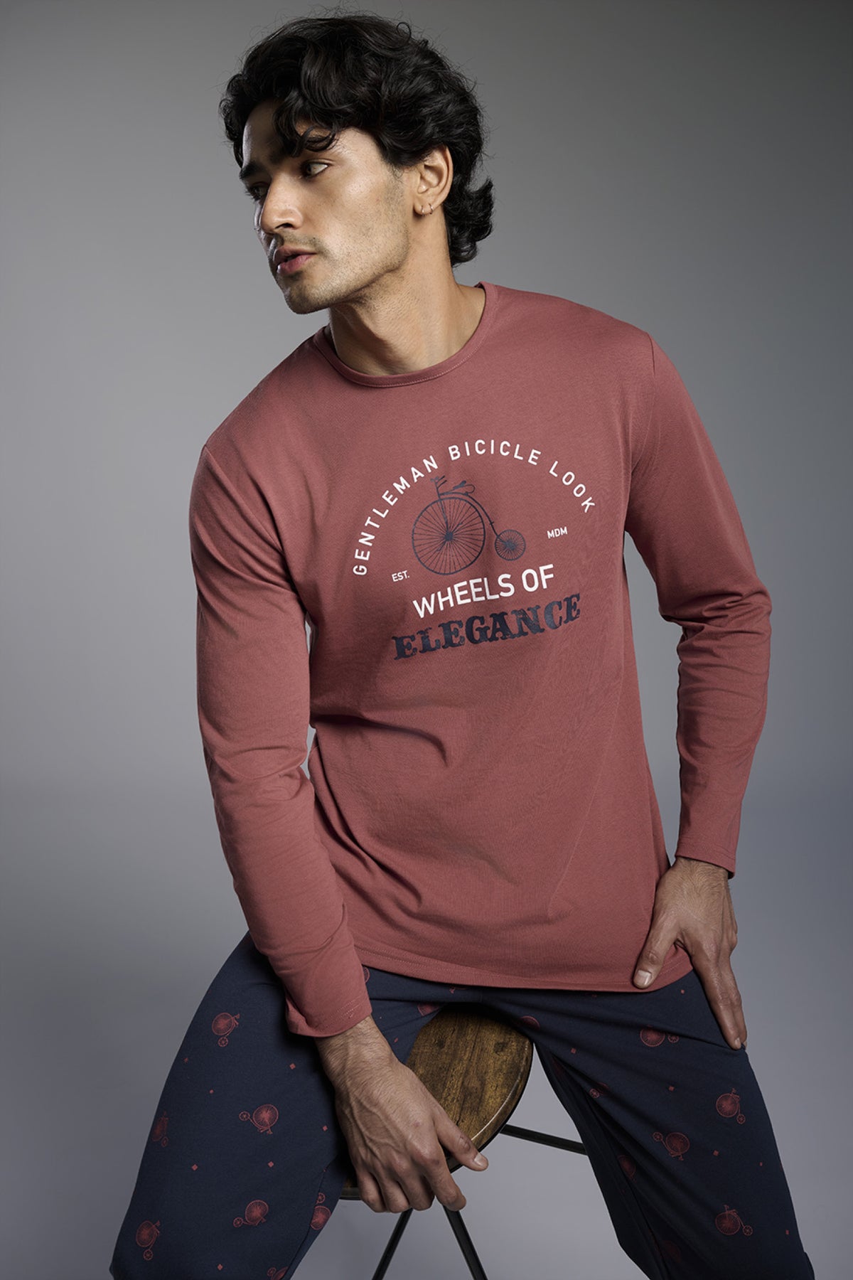 Pyjama long homme coton imprimé Gentleman Bicycle Look
