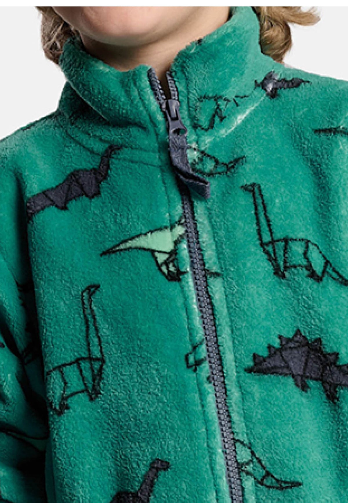 Peignoir garçon polaire corail imprimé dinosaures fermeture zippée