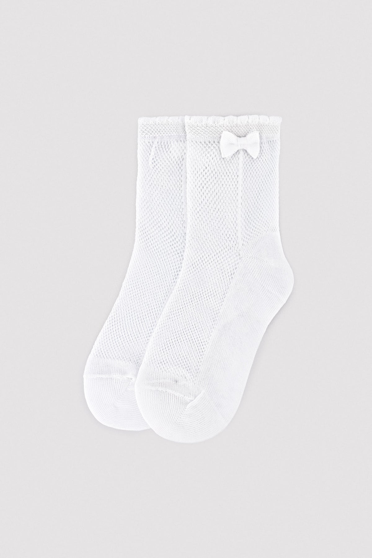 Calcetines infantiles calados detalle lazo blanco - Ysabel Mora
