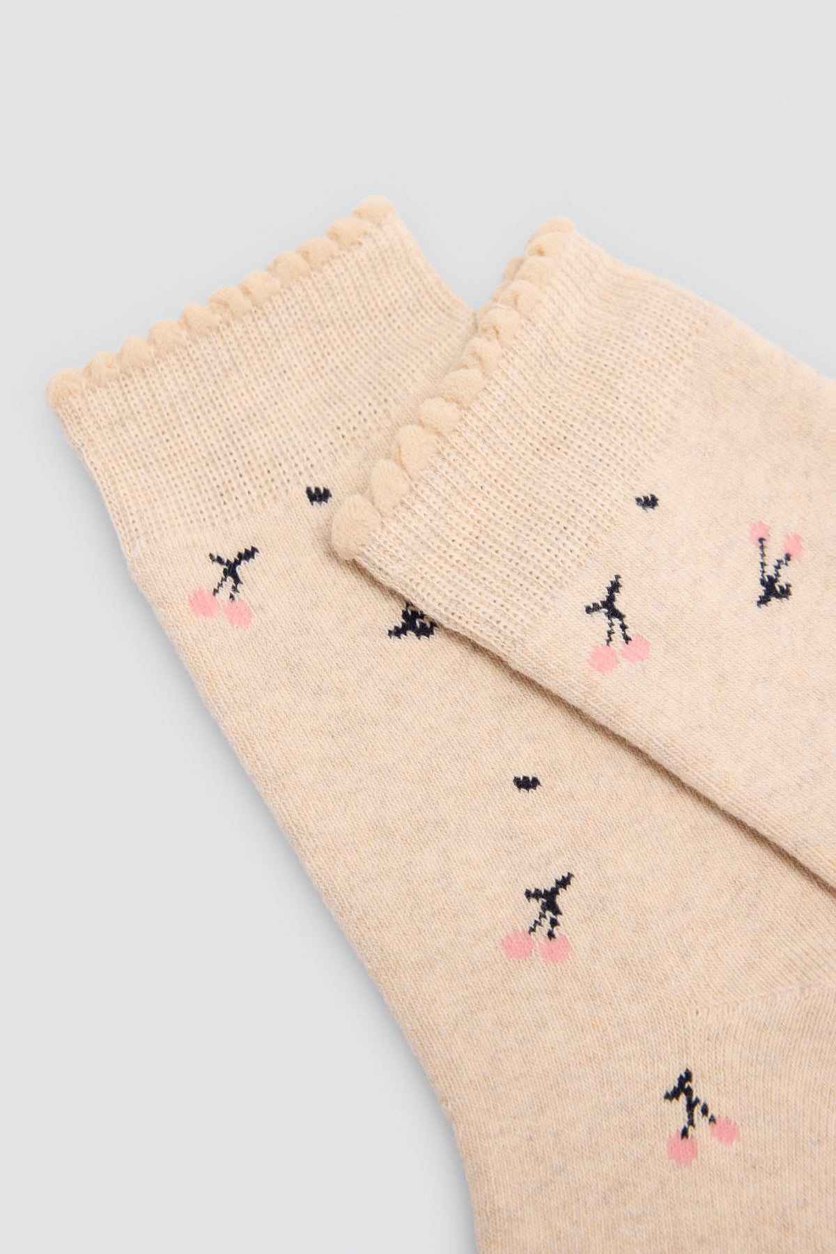 Lot de 3 chaussettes thermiques fille imprimé cerises et cœurs