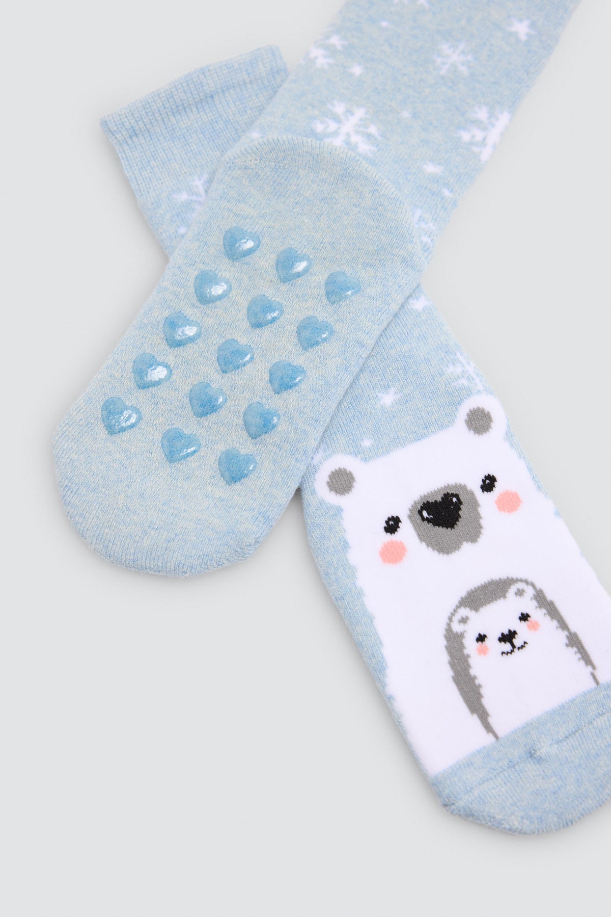 Lot de 3 chaussettes thermiques antidérapantes fille imprimé ours et pingouins