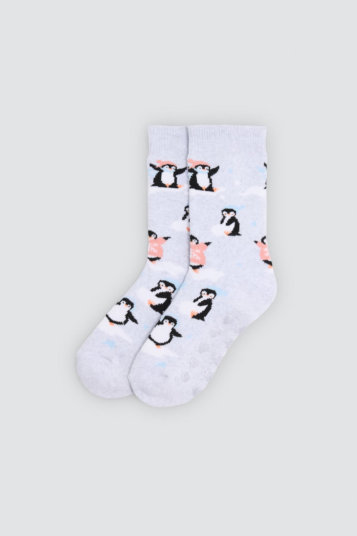 Lot de 3 chaussettes thermiques antidérapantes fille imprimé ours et pingouins