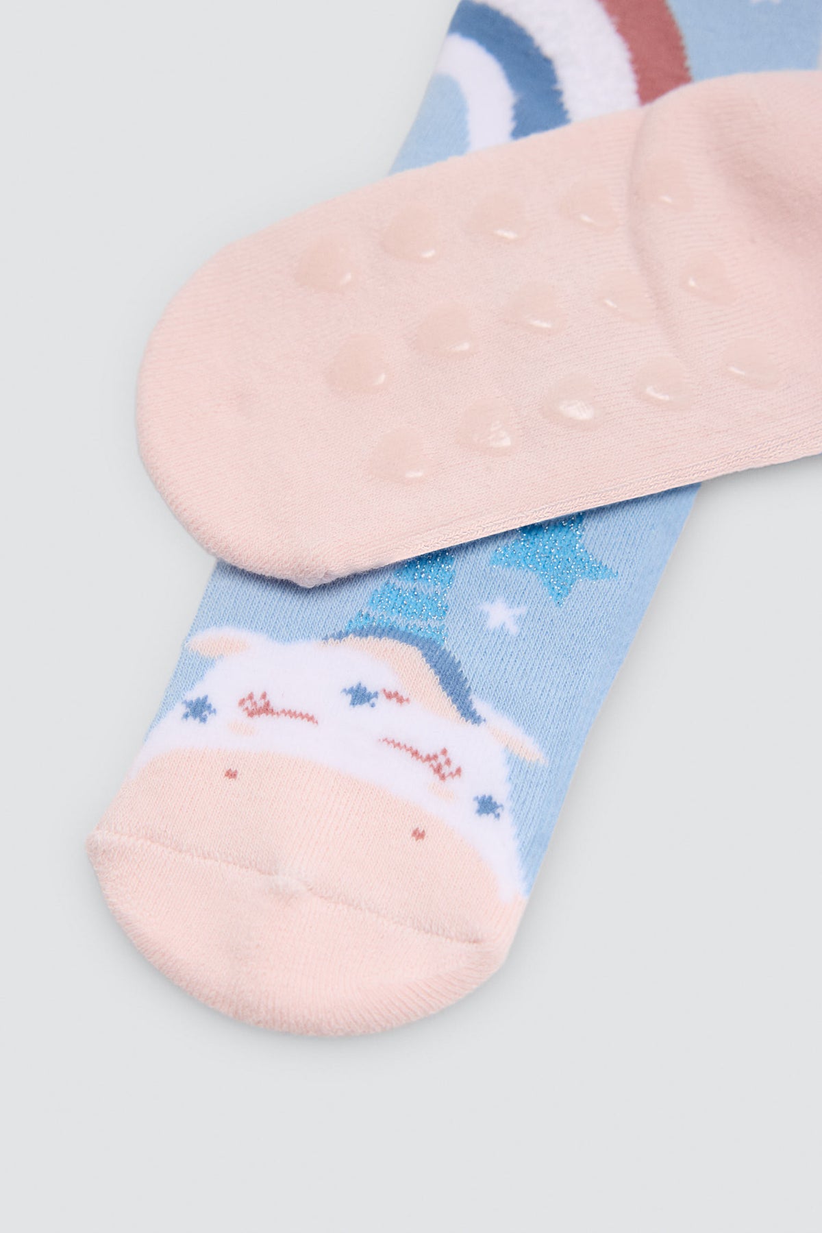 Lot de 3 chaussettes thermiques antidérapantes fille imprimé licornes et arcs-en-ciel