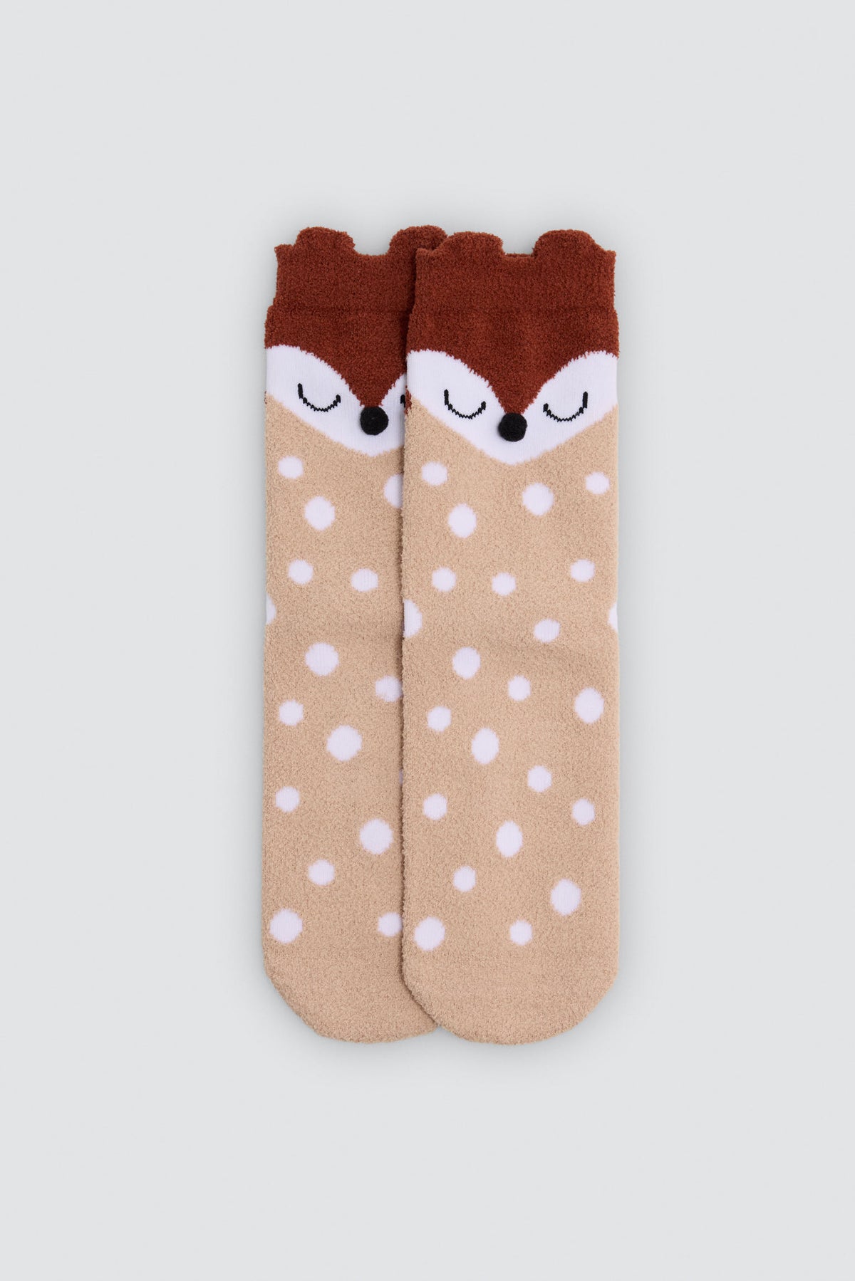 Lot de 3 chaussettes thermiques antidérapantes fille détails 3D visages animaux