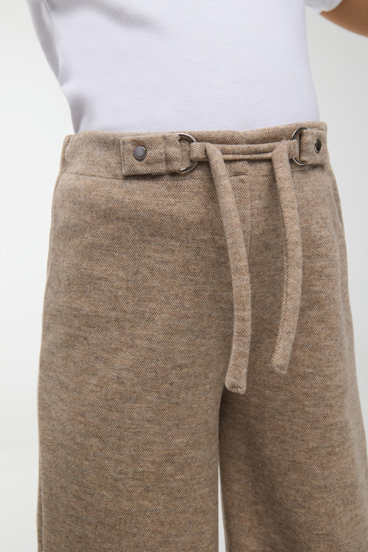 Pantalon large fille marron chiné