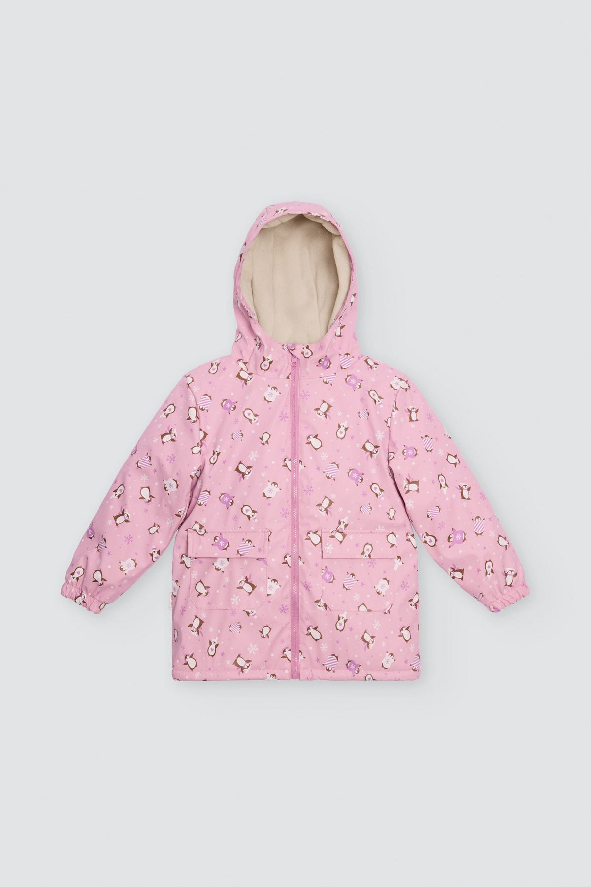 Imperméable fille imprimé pingouins doublure polaire