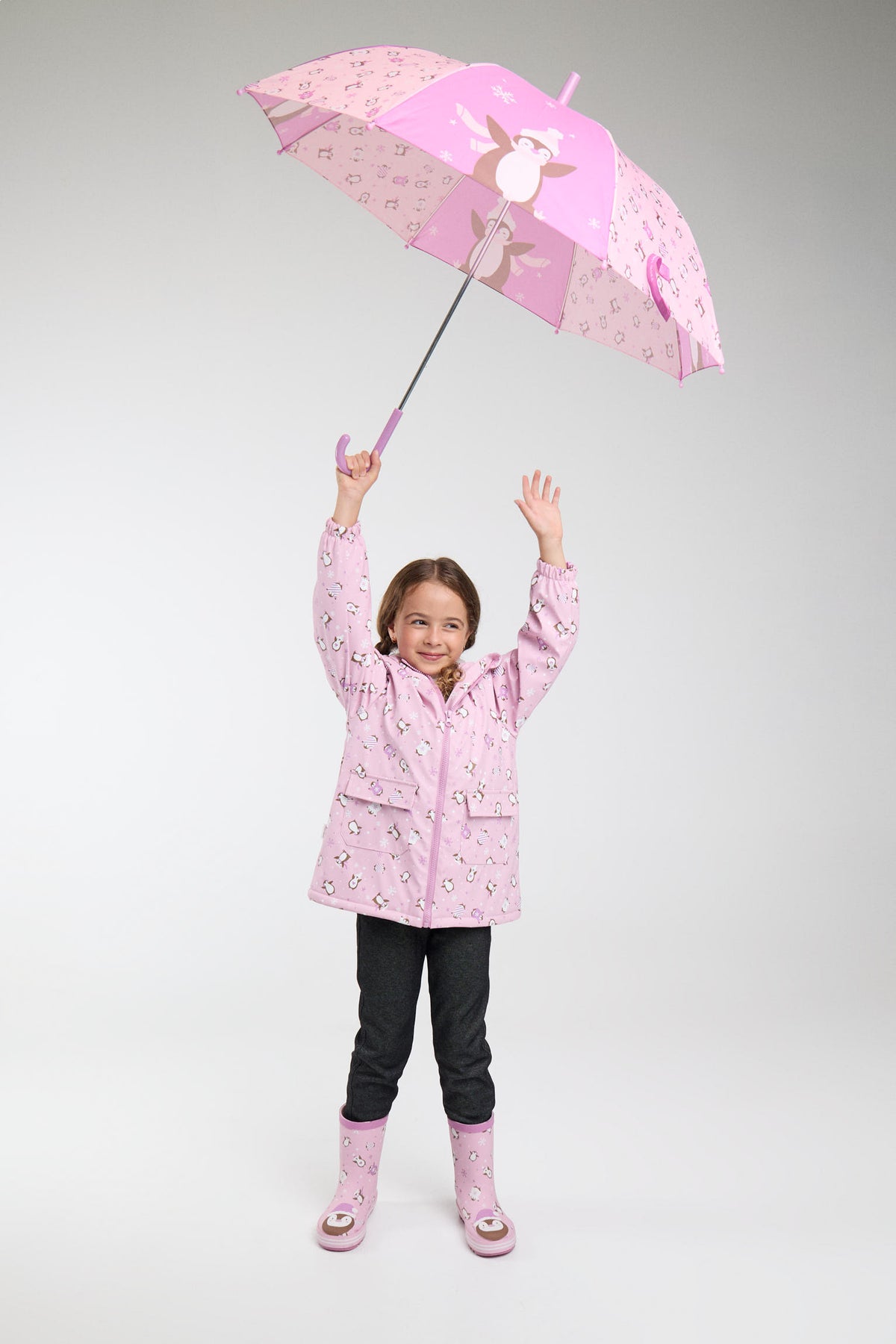 Imperméable fille imprimé pingouins doublure polaire