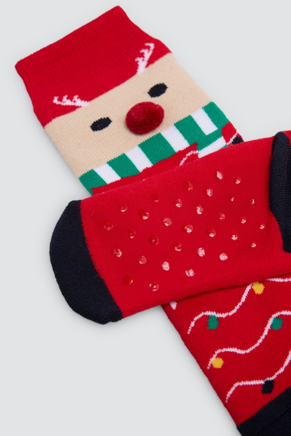 Lot de 2 chaussettes enfant de Noël avec rennes et pingouins