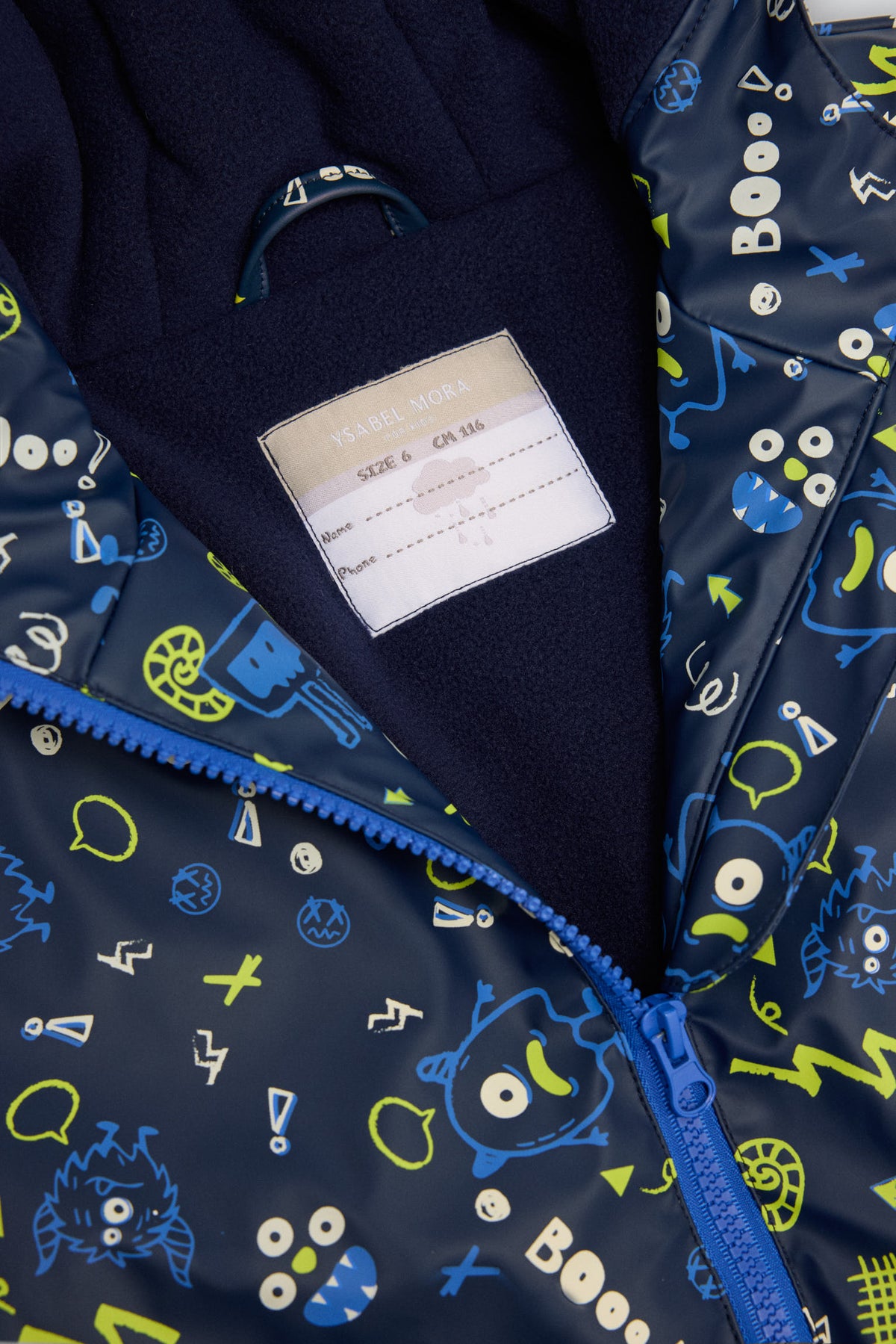 Imperméable garçon imprimé monstres doublure polaire