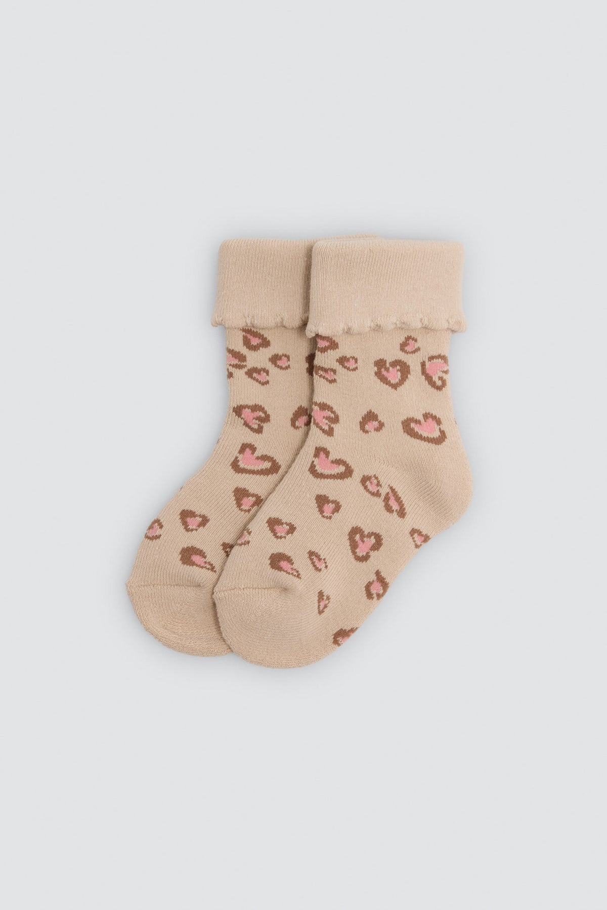 Lot de 4 chaussettes thermiques bébé bord replié imprimé fruits et cœurs