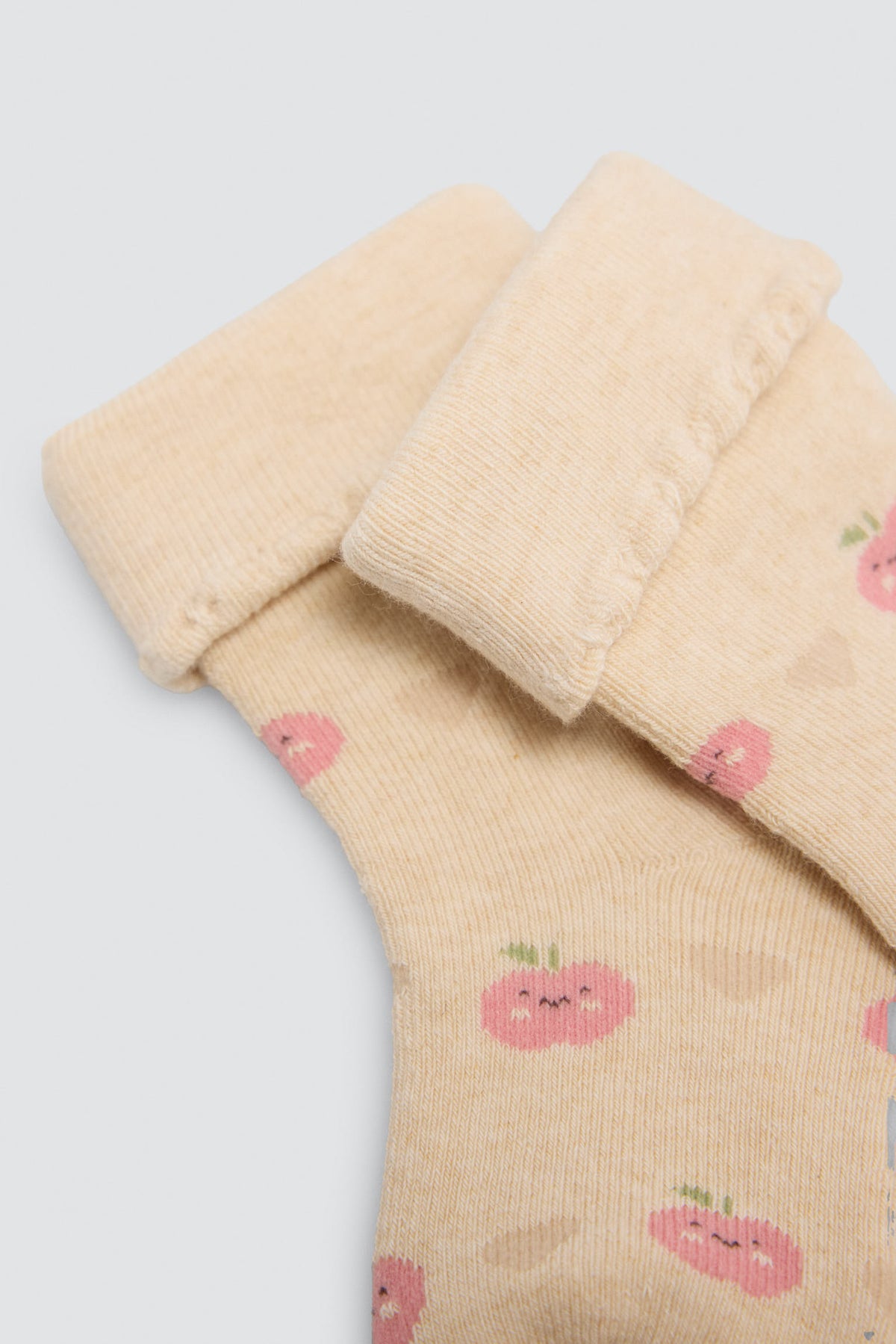 Lot de 4 chaussettes thermiques bébé bord replié imprimé fruits et cœurs