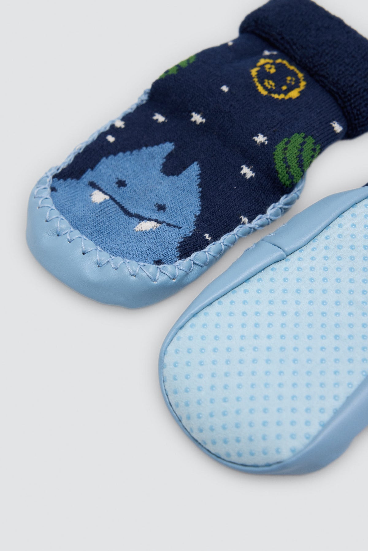Chaussettes-chaussons thermiques bébé à semelle antidérapante, motif monstre