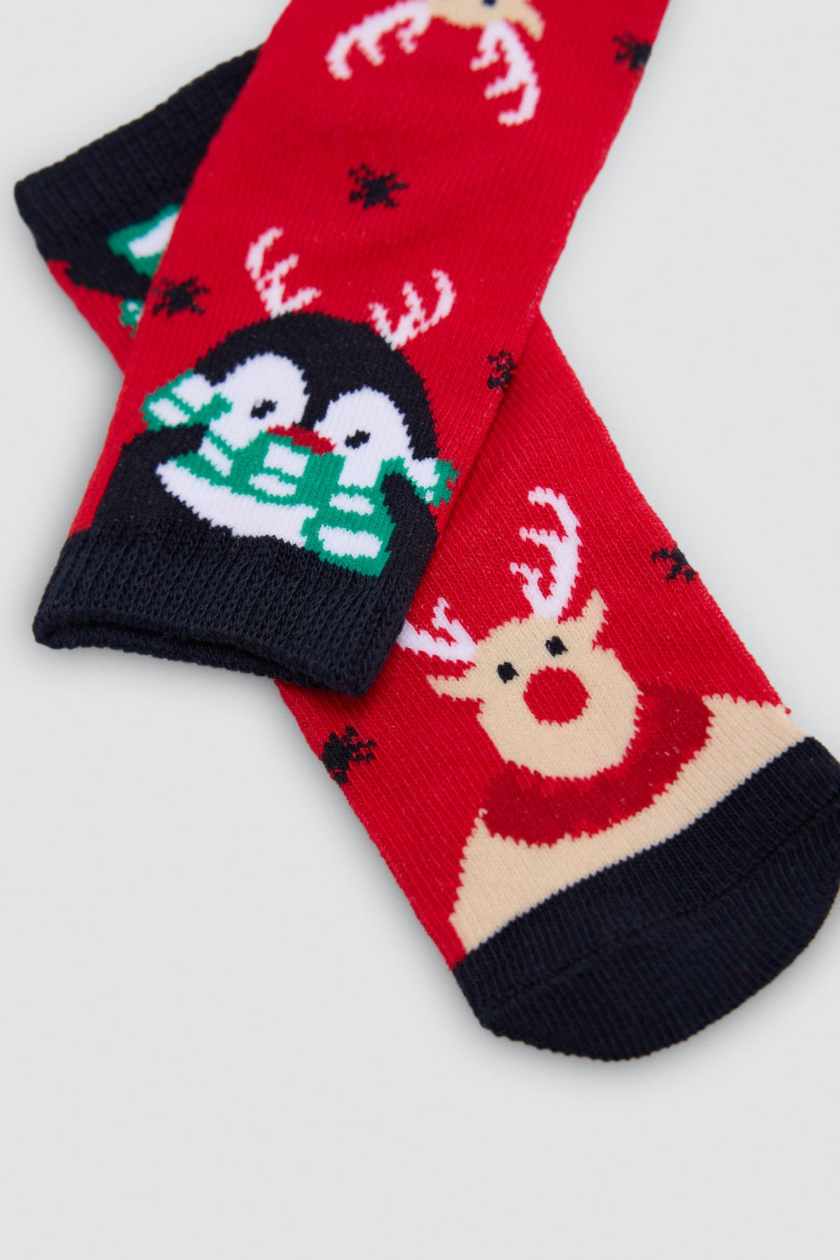 Lot de 2 chaussettes bébé de Noël avec rennes et Père Noël