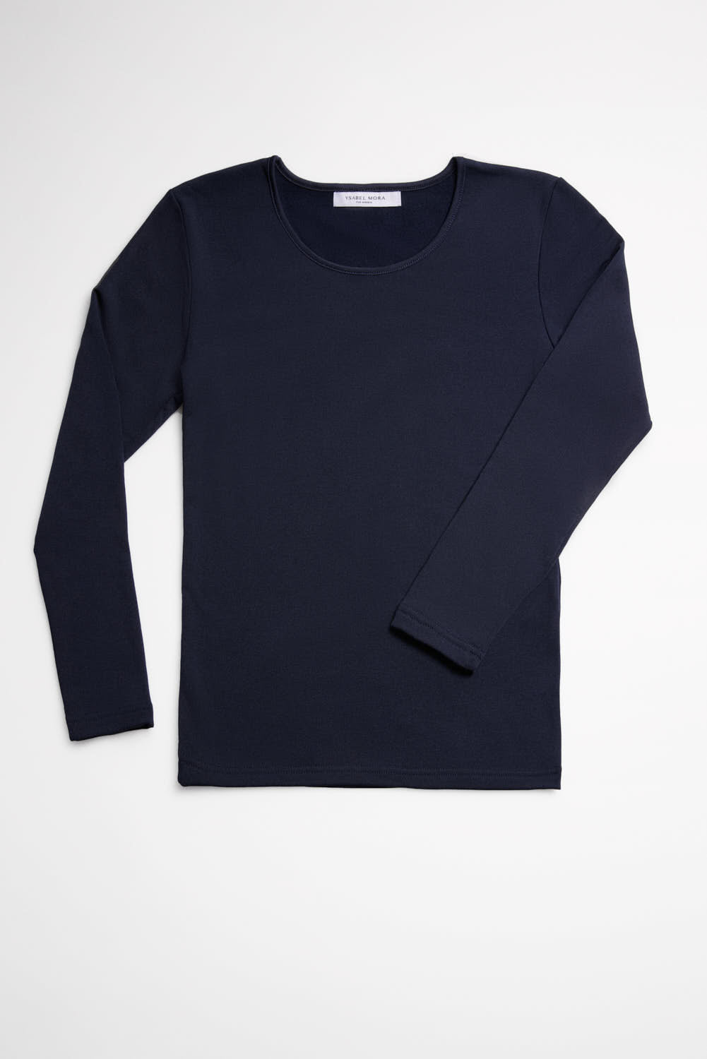 T-shirt bleu marine à manches longues et col rond pour femme THERMAL