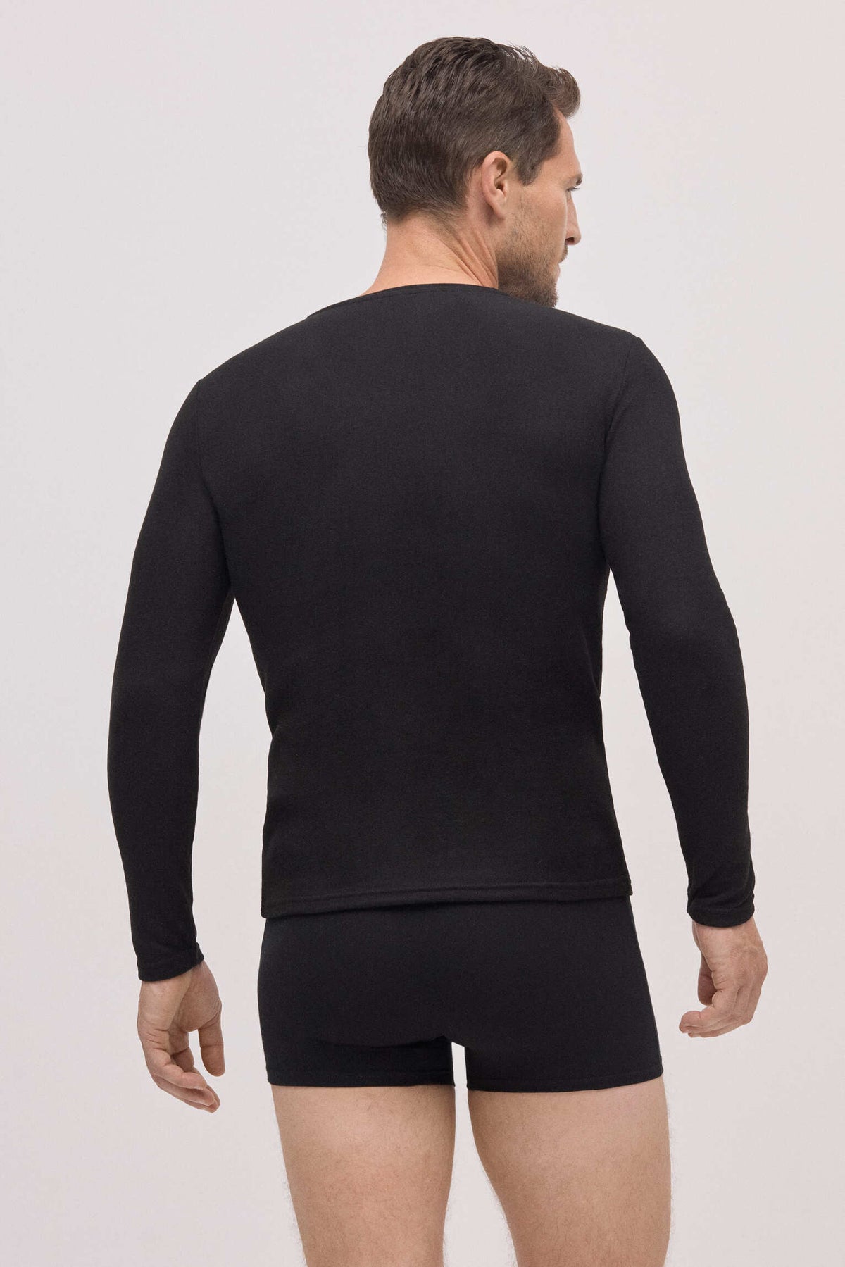 SUPER TÉRMICO Camiseta afelpada hombre negro - Ysabel Mora
