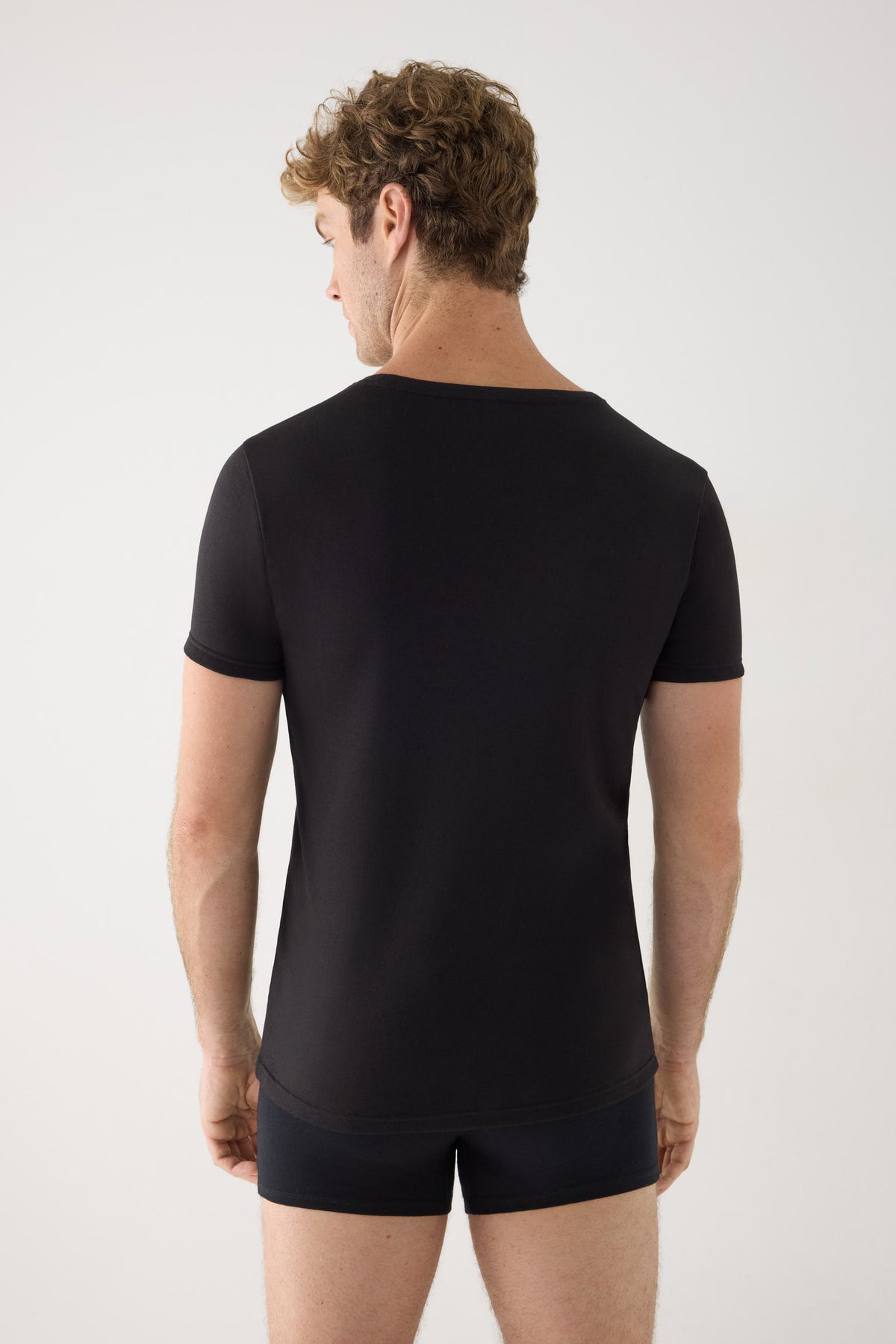 T-shirt thermique léger à manches courtes pour homme, en coton noir