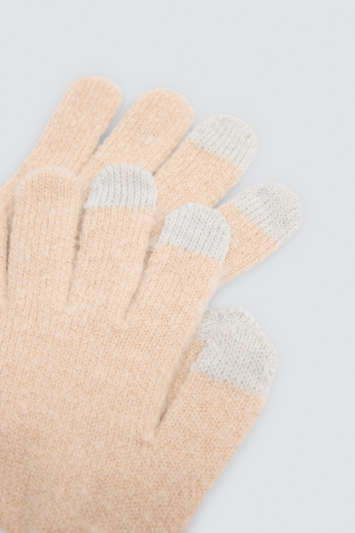 Gants tactiles en maille beige pour femme