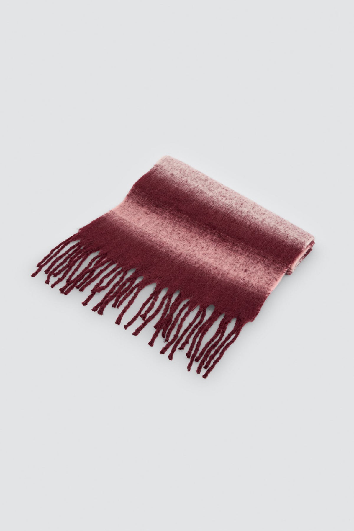 Écharpe femme dégradée bordeaux avec franges